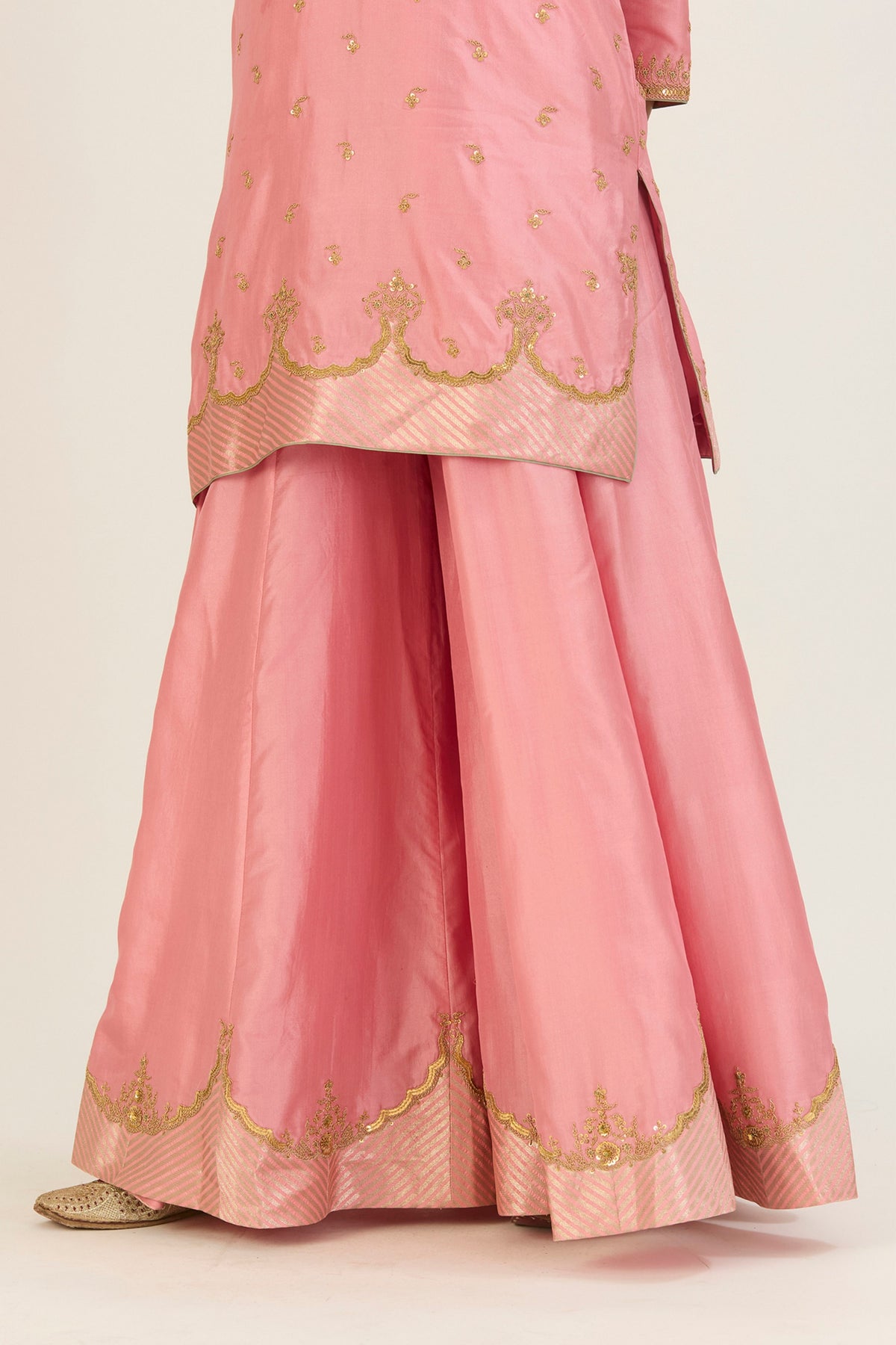 Kripa Salmon Pink Sharara Set