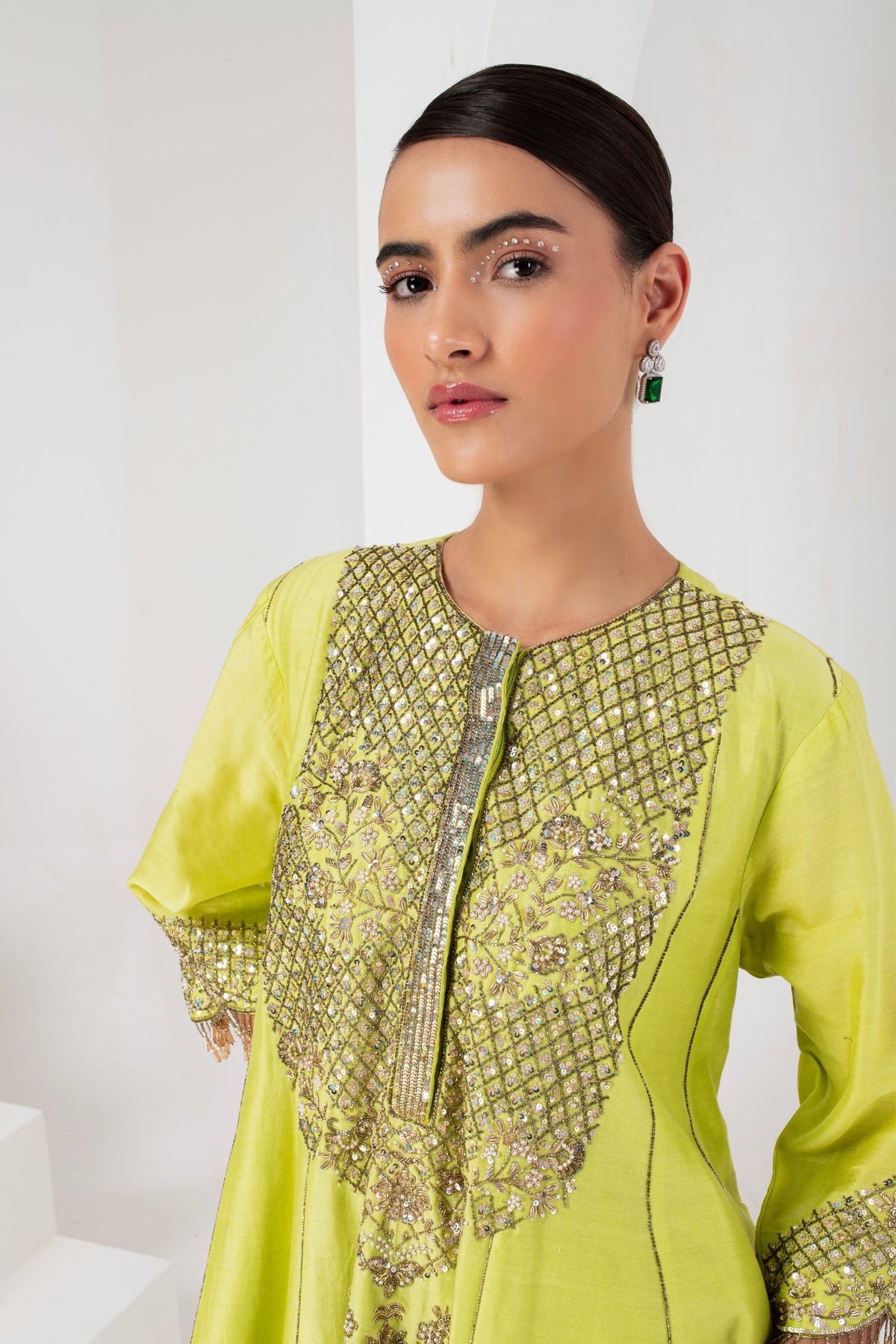 Lime Green Short Kurta Set