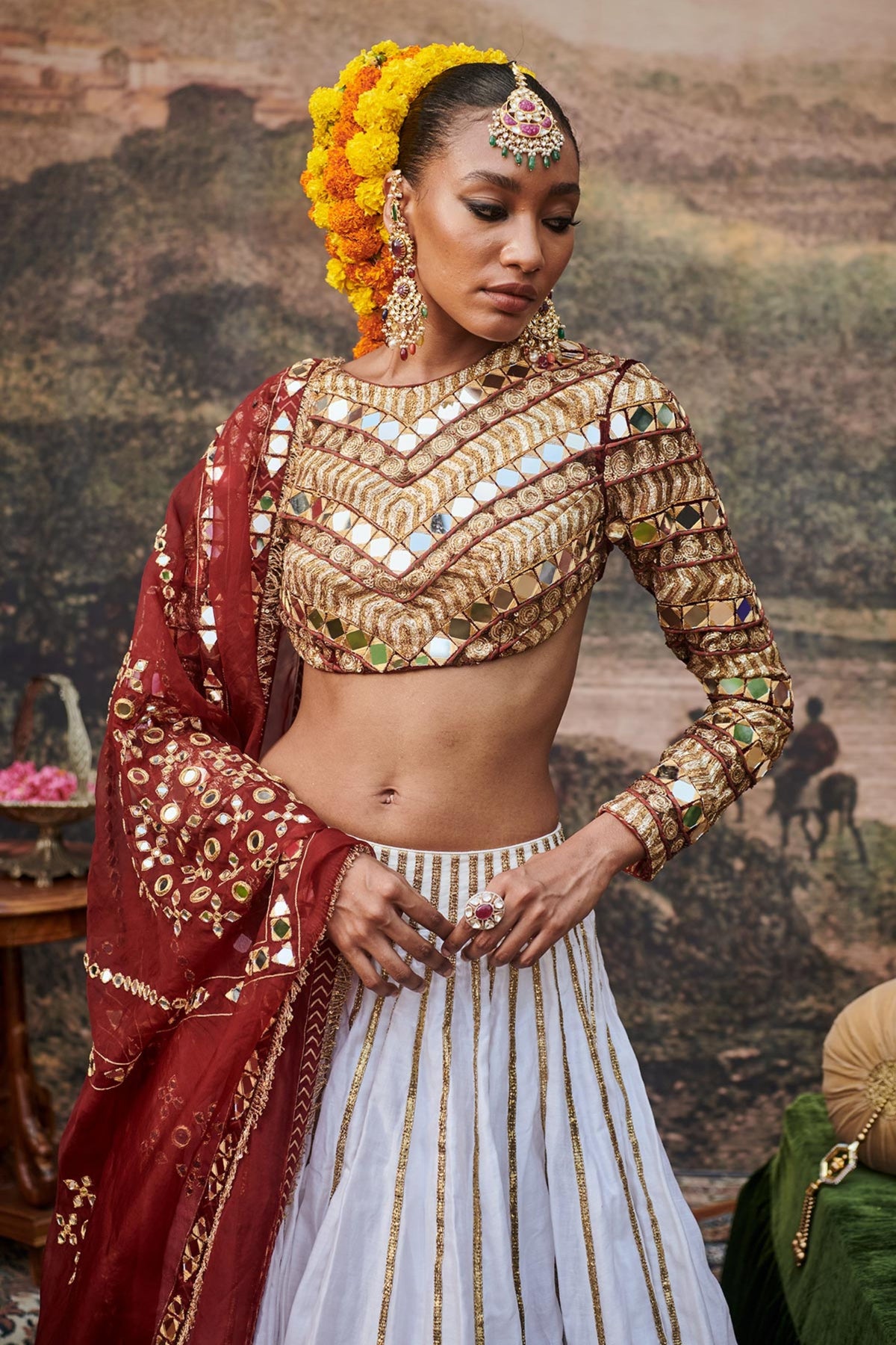 Surkh Lehenga Set