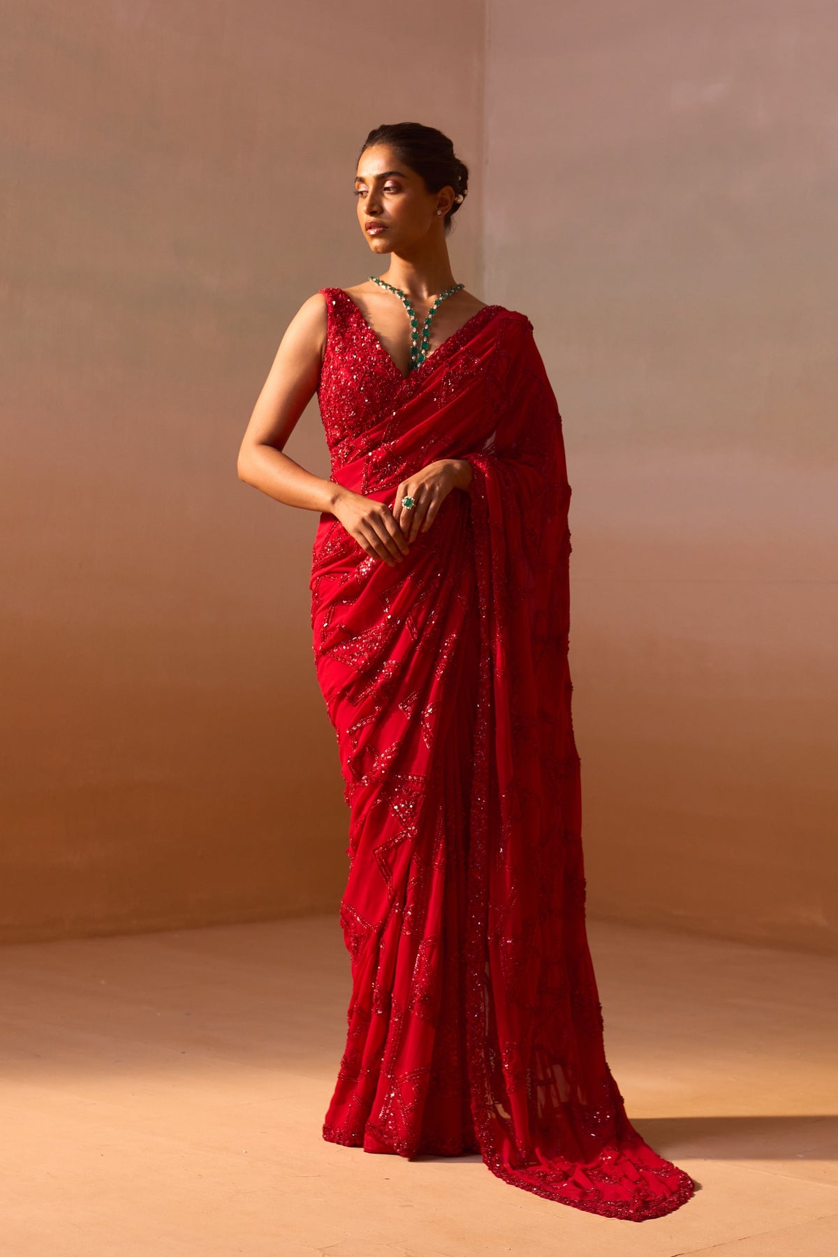 Red Heavy Georgette Saree