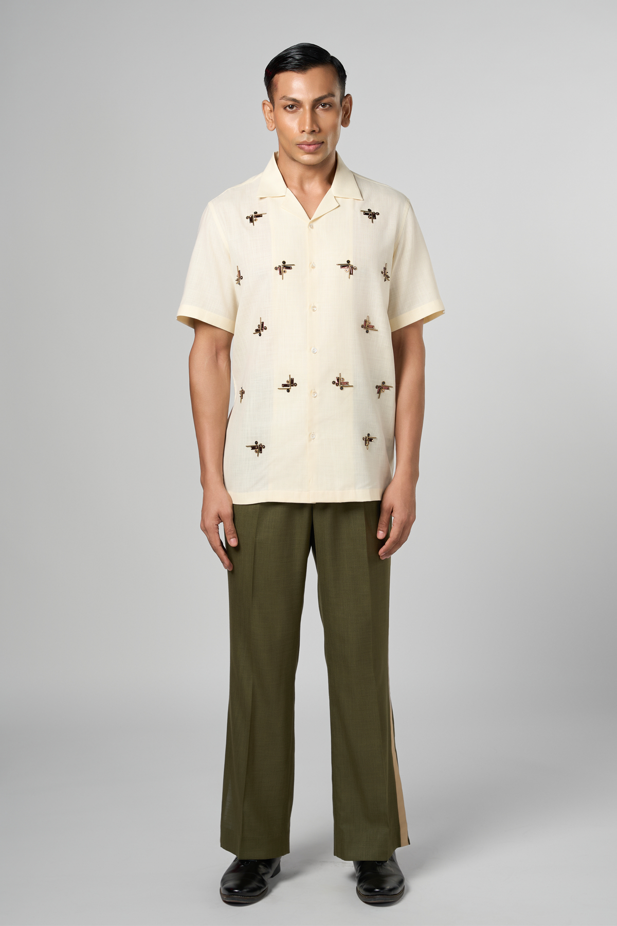 Beam Embroidered Resort Ivory Shirt