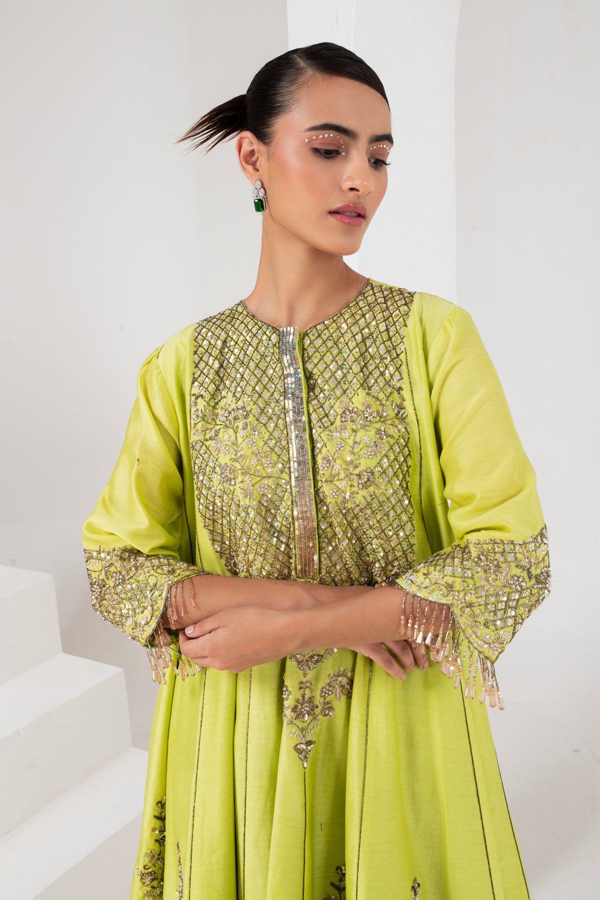 Lime Green Short Kurta Set