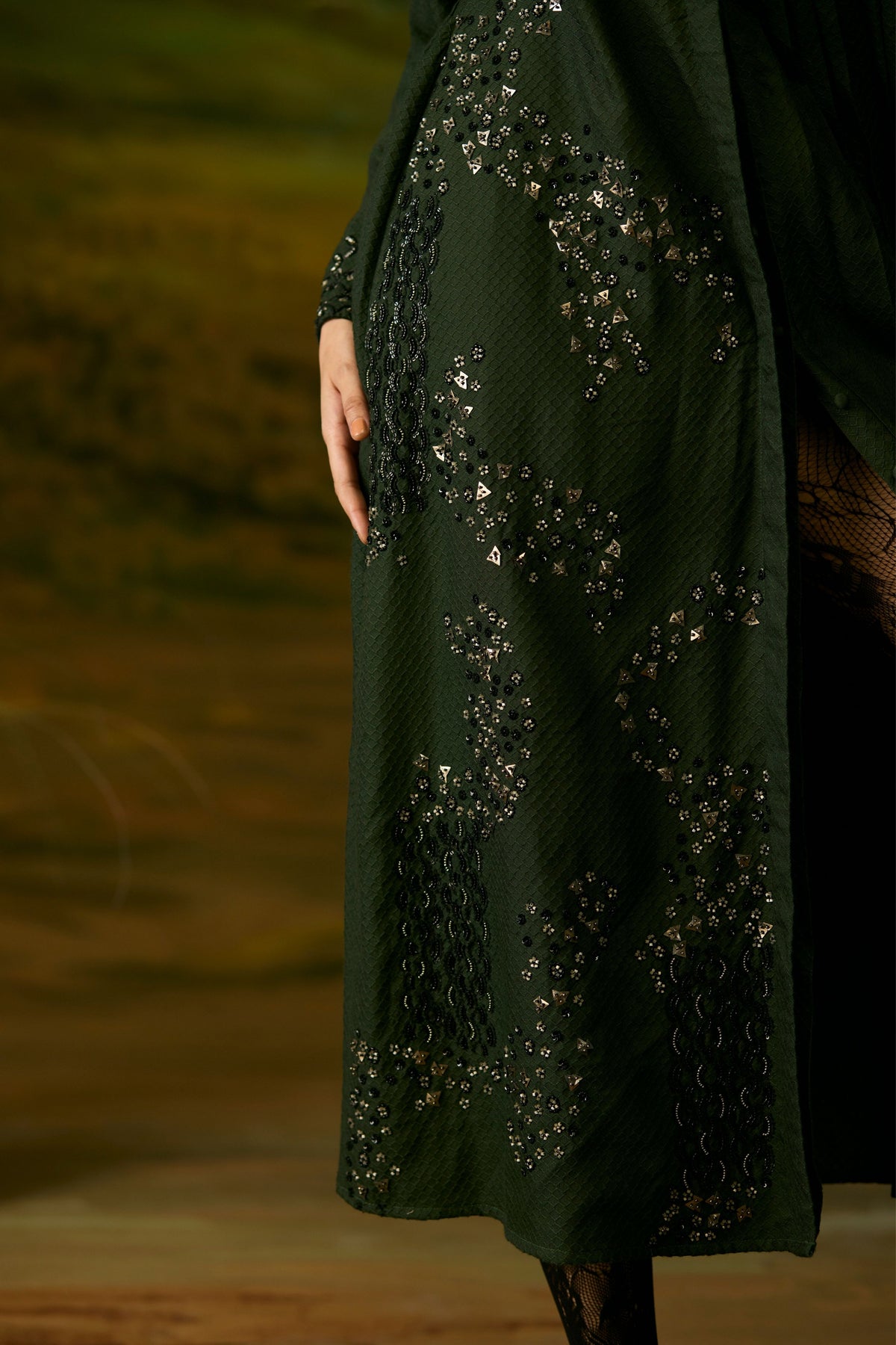 Forest Green Gathered Dress