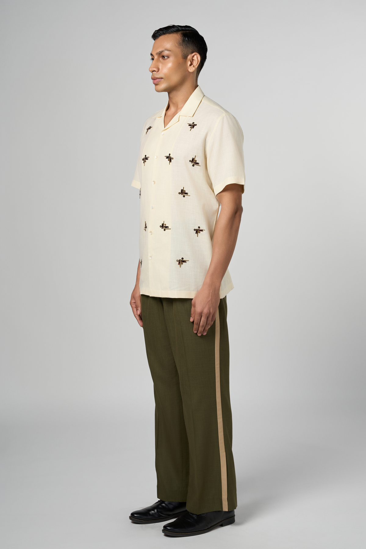 Beam Embroidered Resort Ivory Shirt