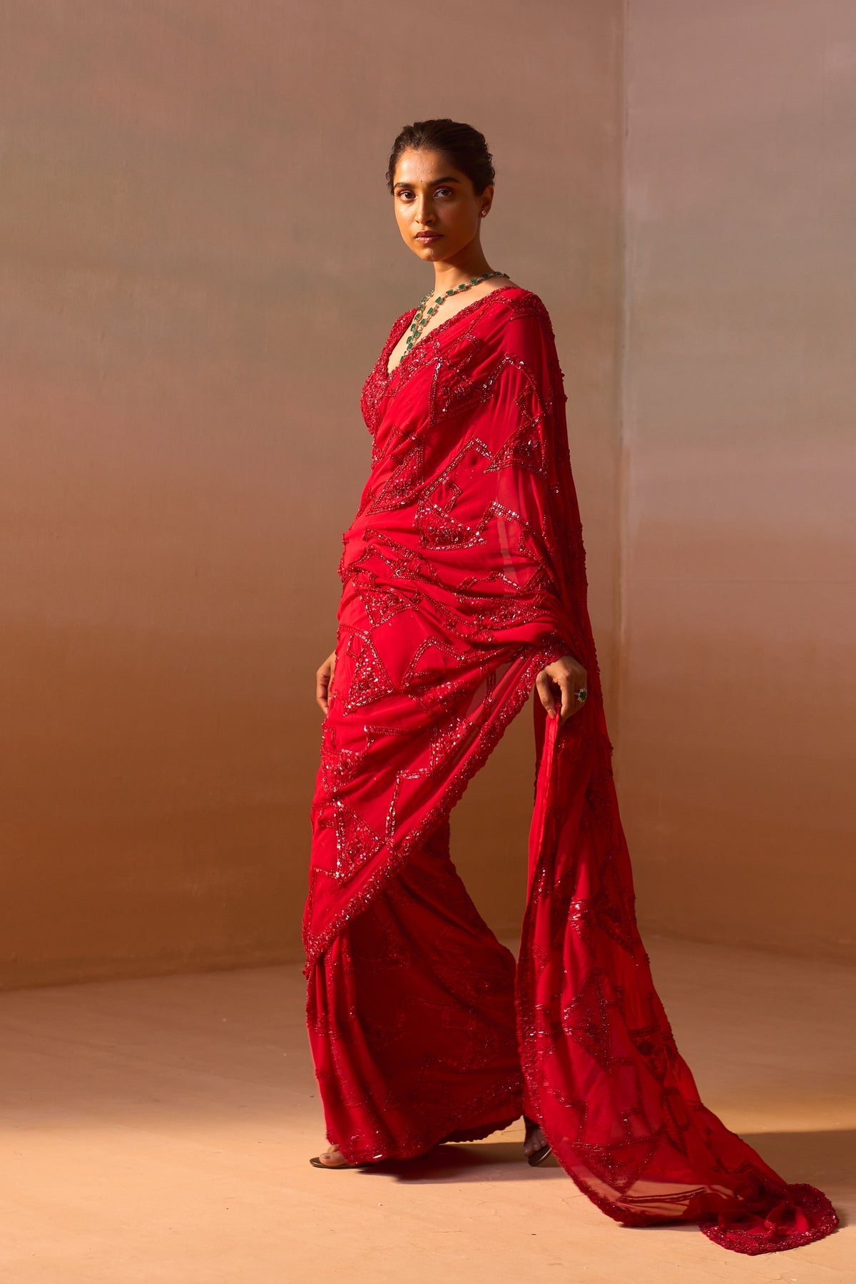 Red Heavy Georgette Saree