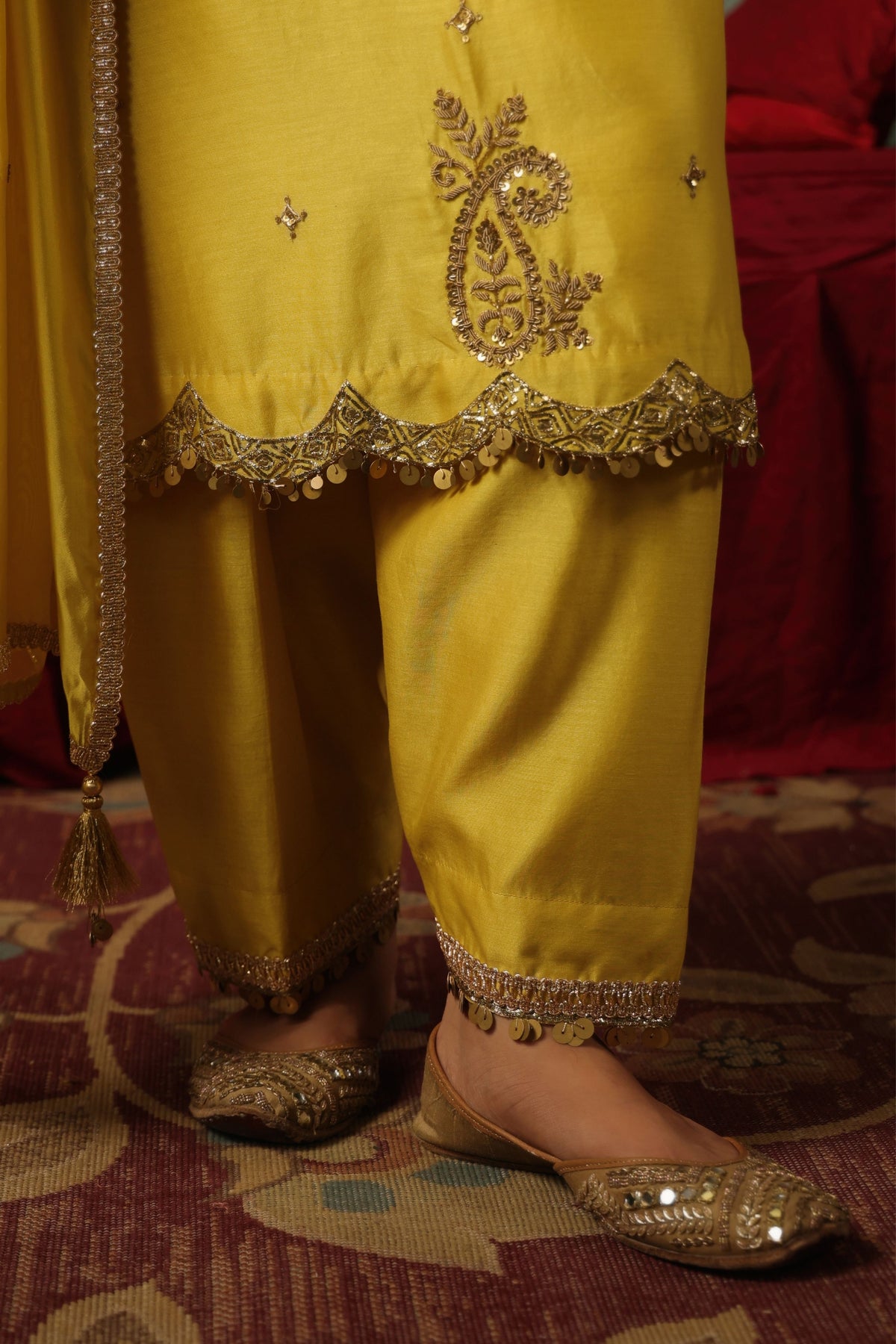 Yellow Ambi Buta Kurta Set