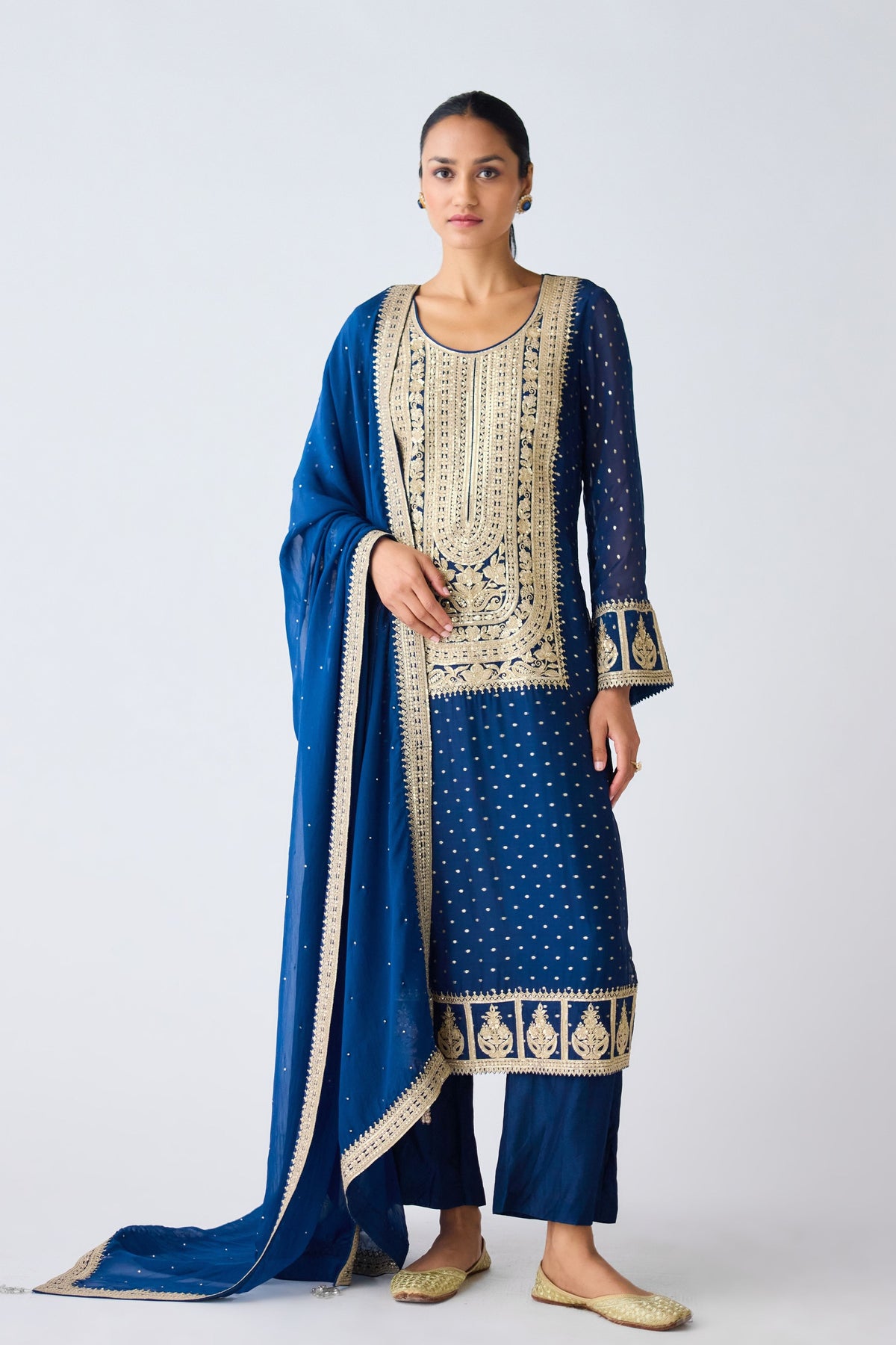 Blue Sequins Kurta Set