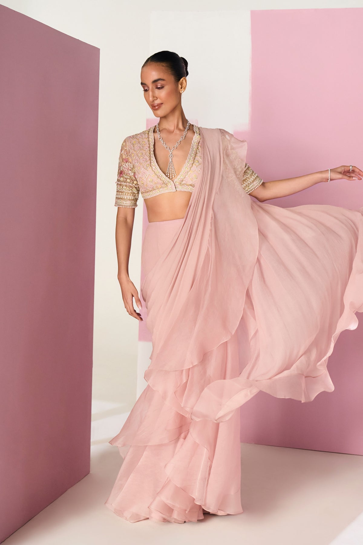 Eera Dusky Pink Saree Set