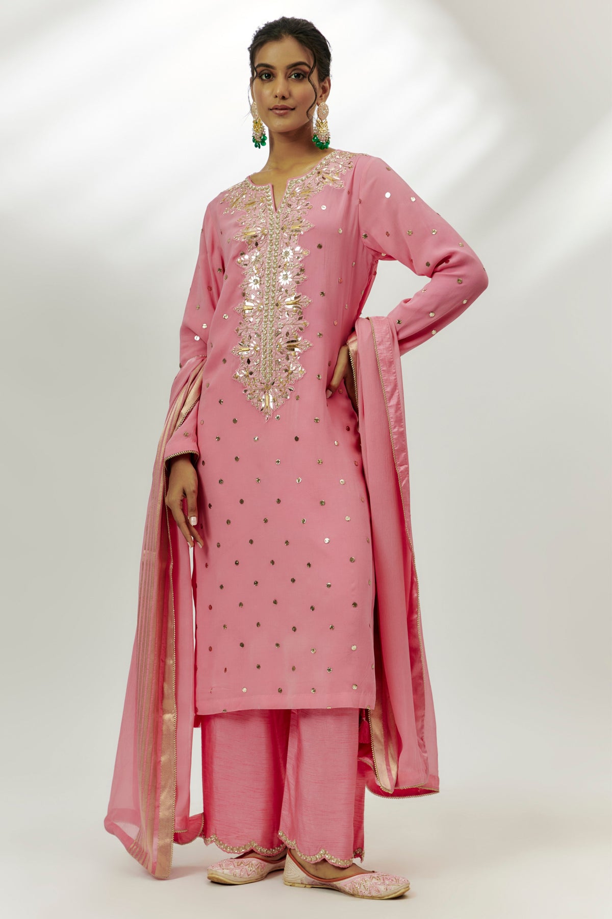 Pastel Pink Georgette Kurta Set