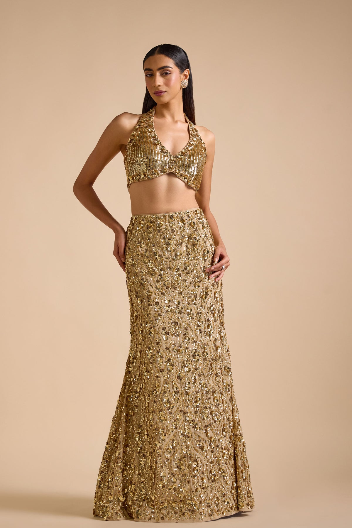 Gold Mermaid Style Skirt Set