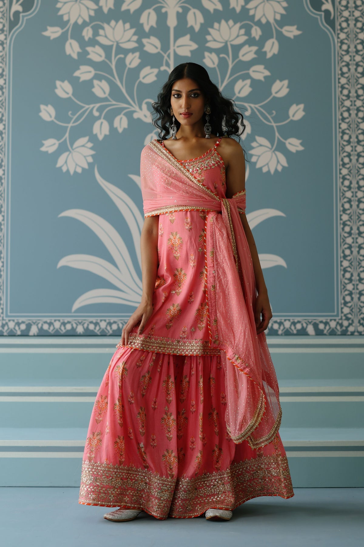 Pink Advika Strappy Sharara Set