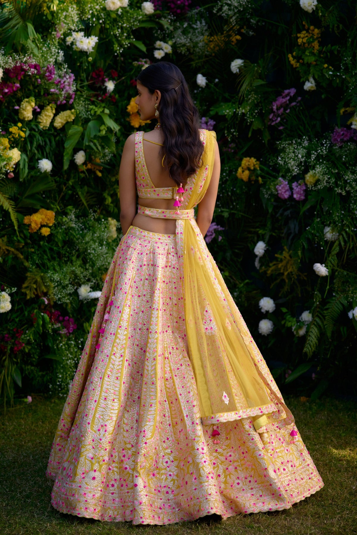 Spectra Yellow Embroidered Lehenga Set