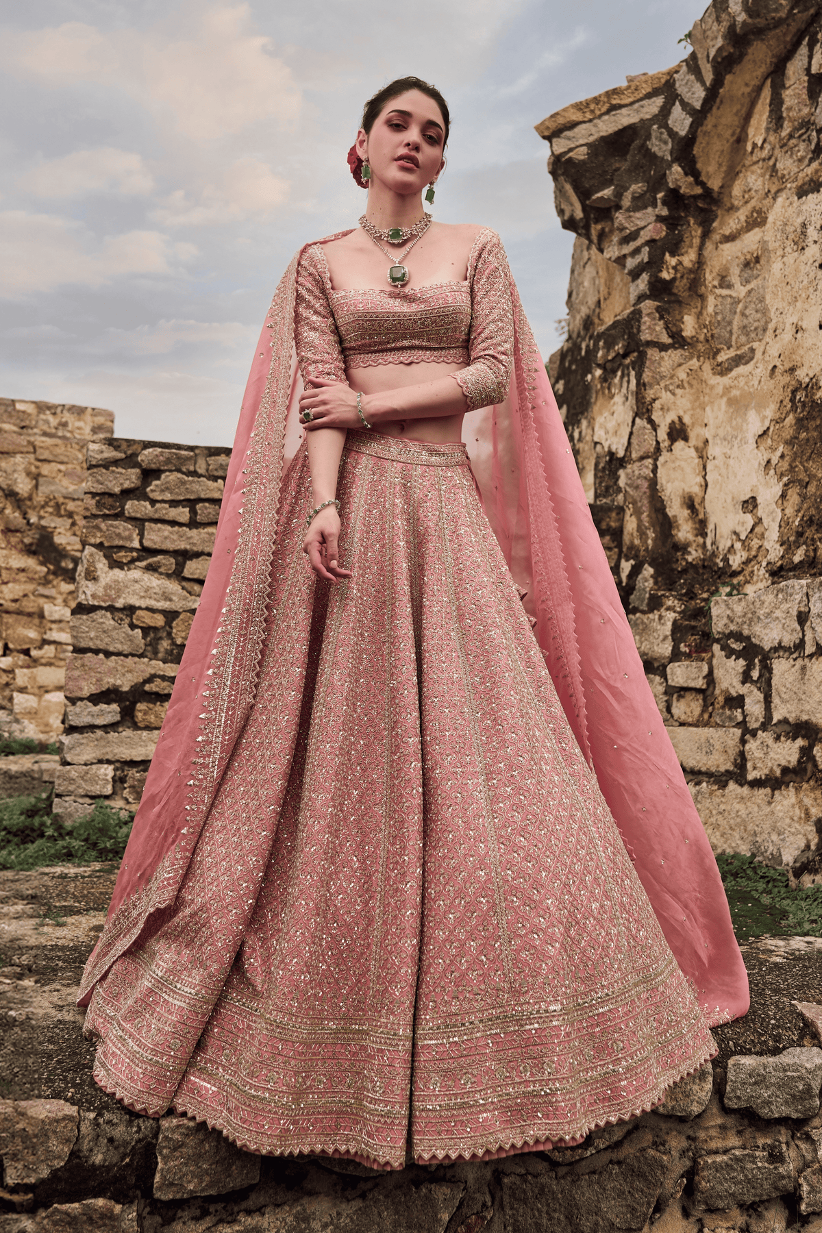 Pinkish Peach Leela Lehenga Set