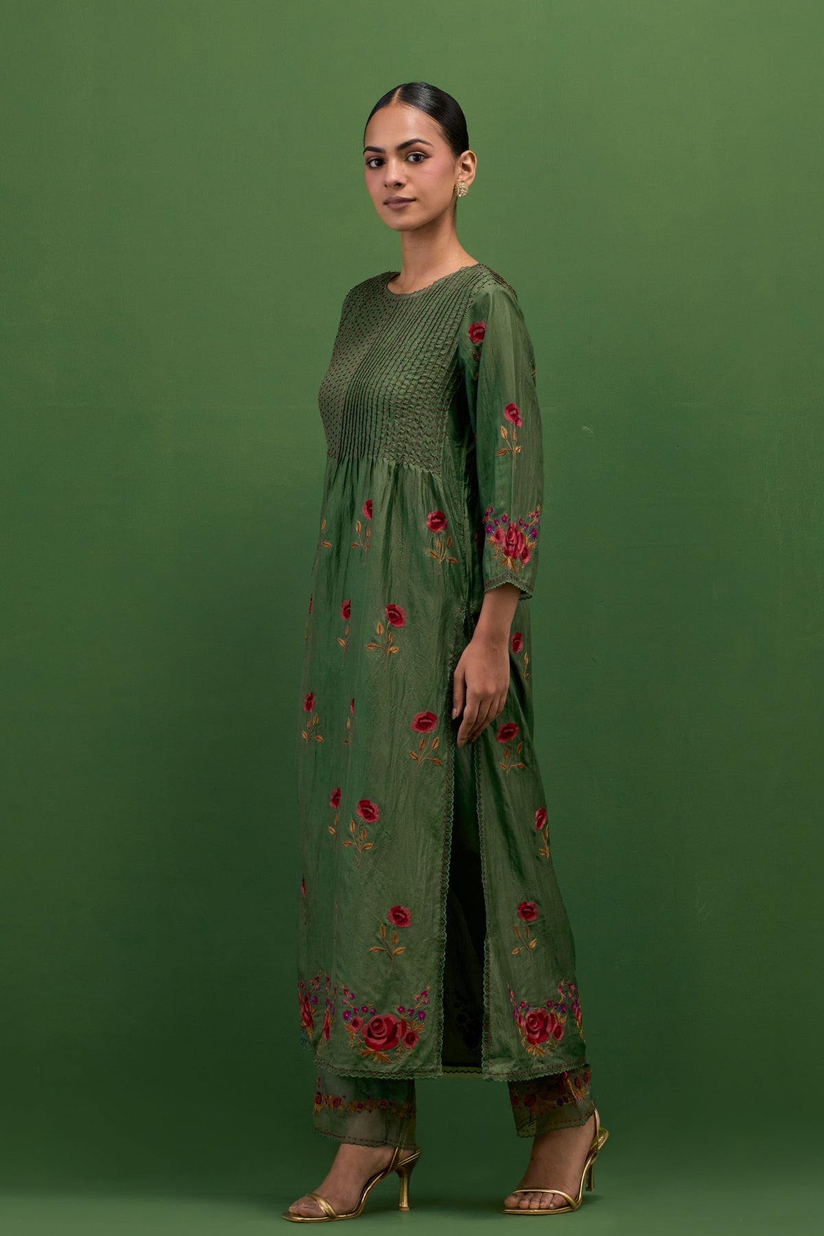 Brunswick Green Embroidery Kurta Set