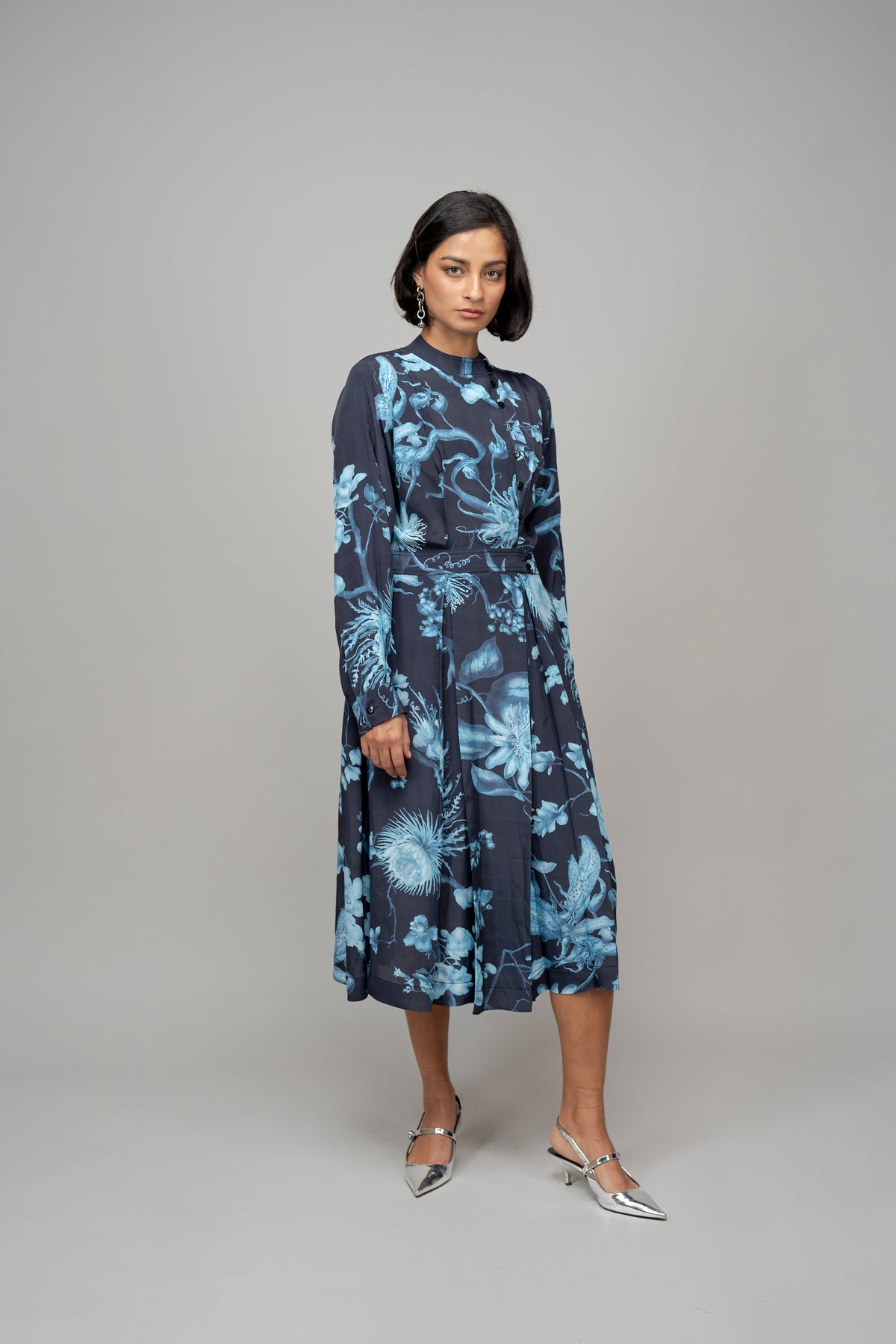 Garden Print Wrap Dress in Aurora Borealis