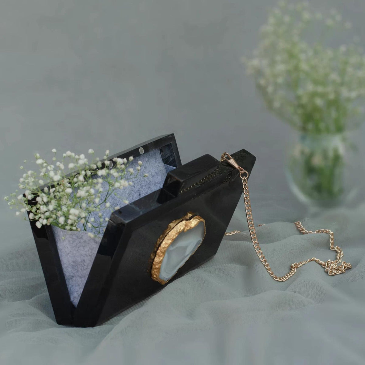 The Black Baroque Rectangular Clutch