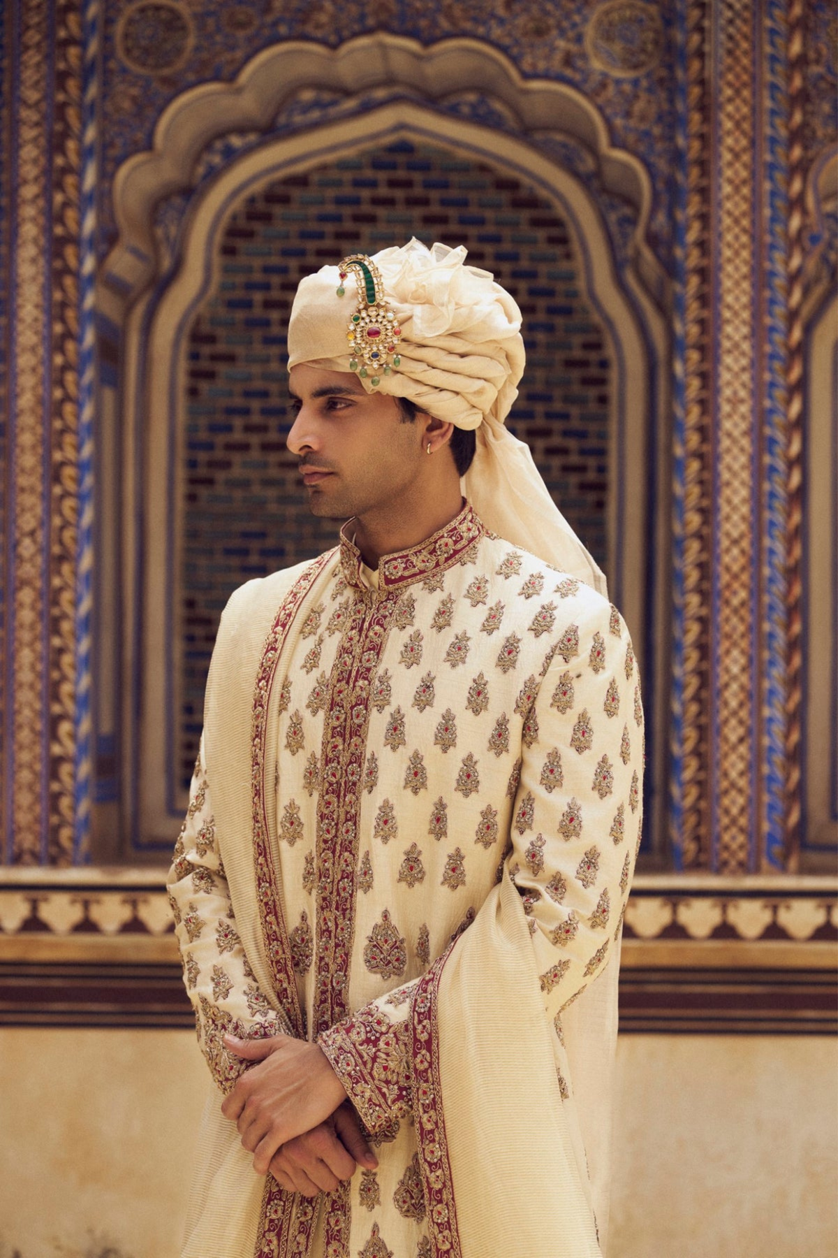 Beige Sherwani Set