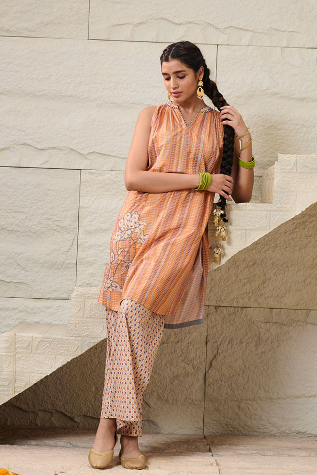 Geet Peach Kurta Set