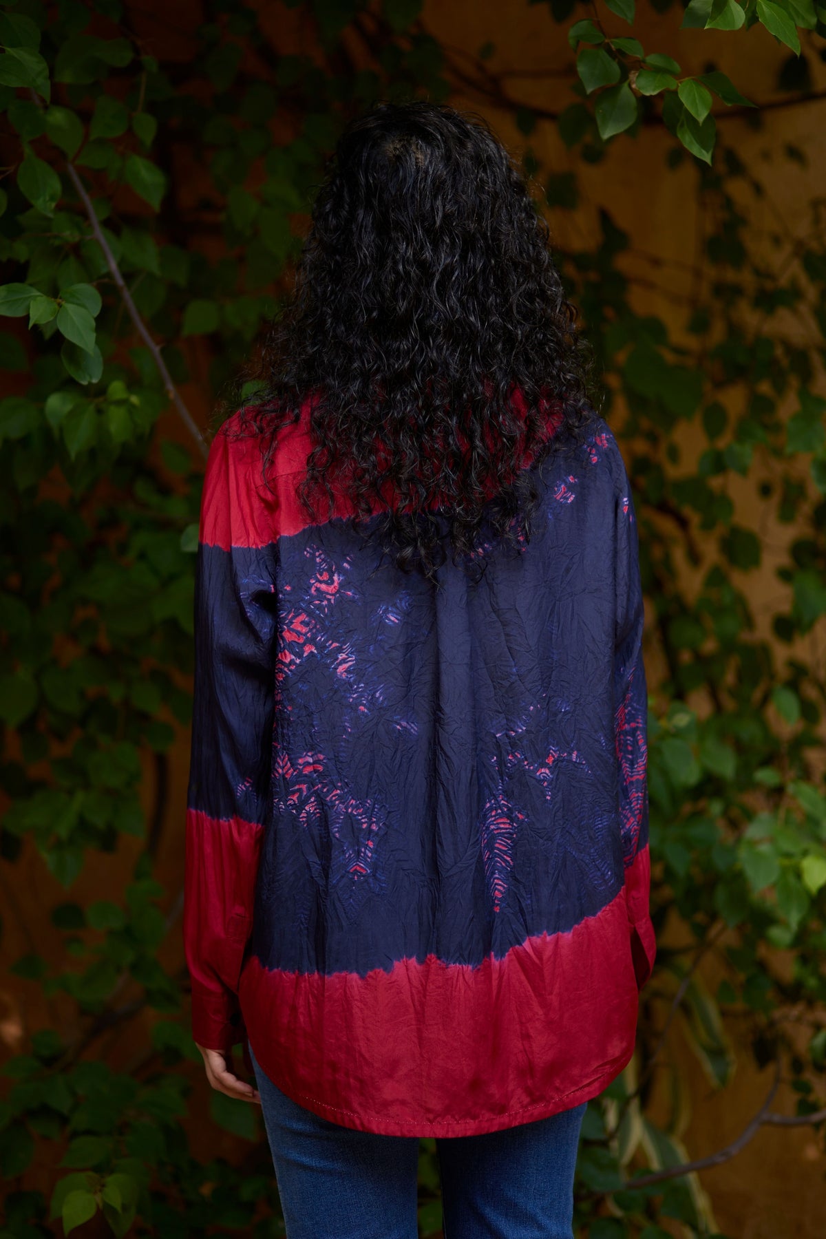 Blue and Red Bandhni Shirt