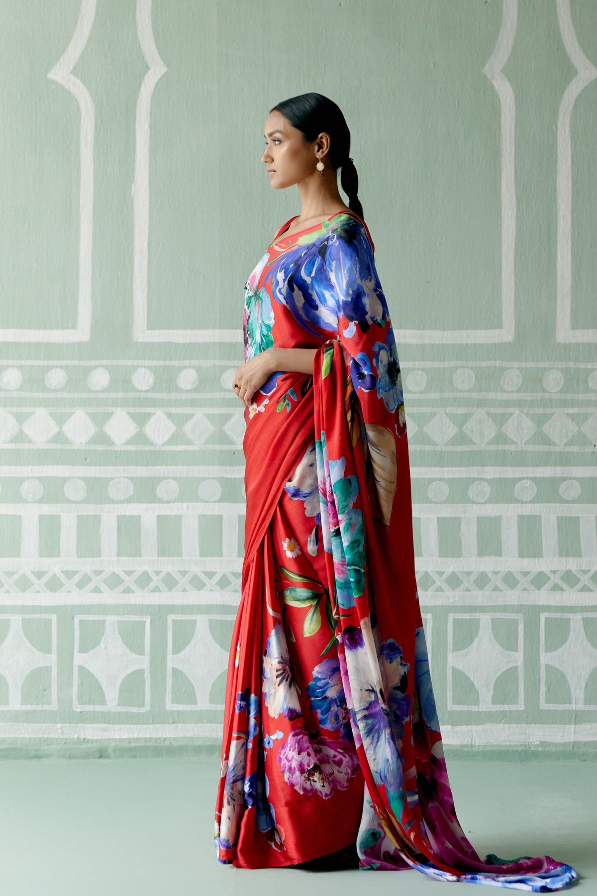 Ruby Floral Saree