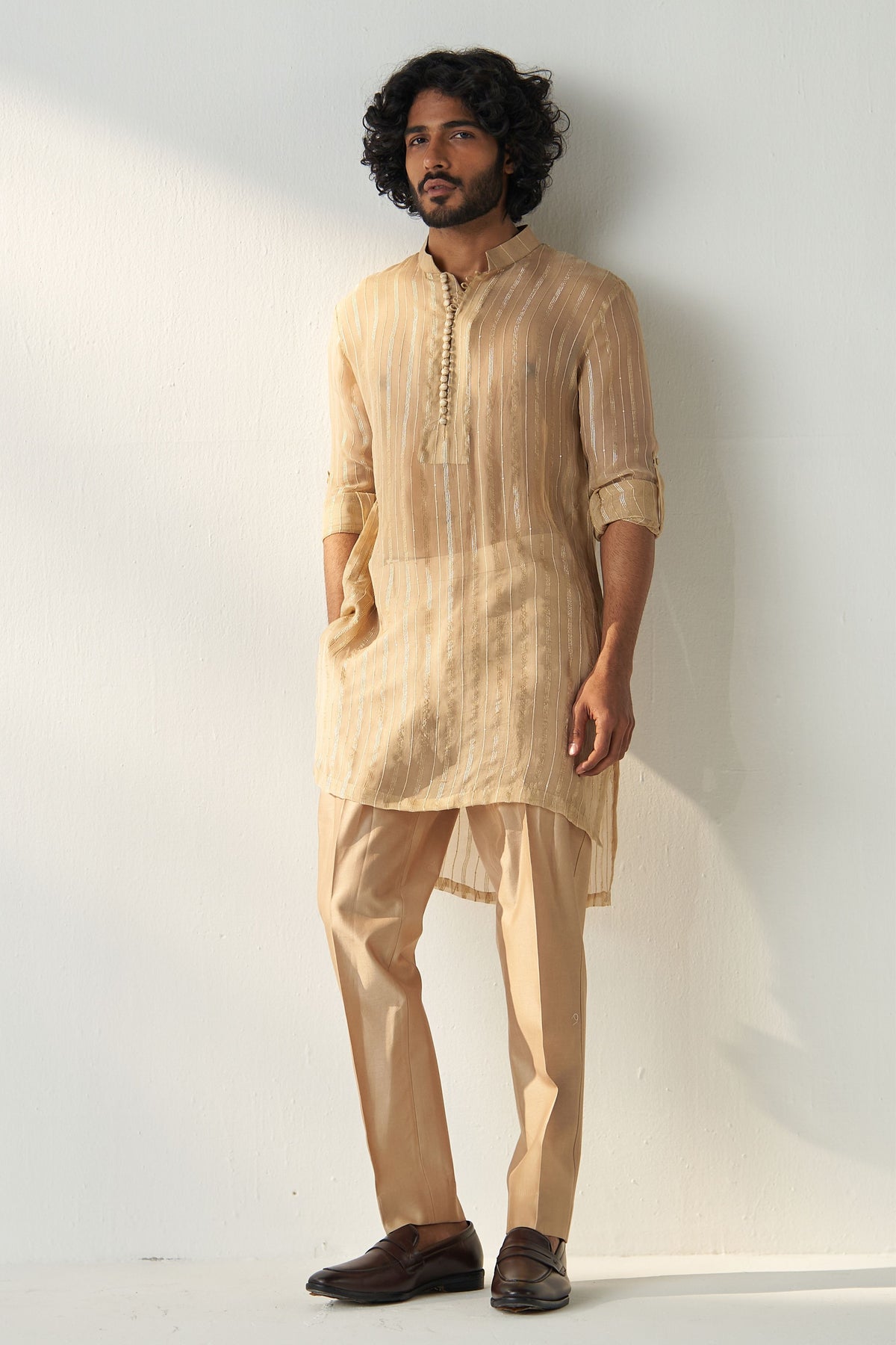 Omkar Gold Beige Kurta Set