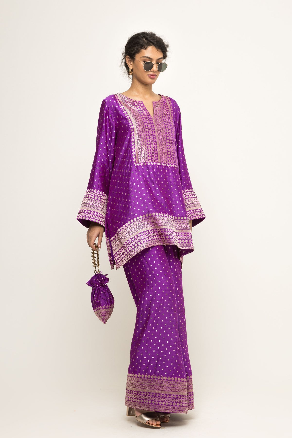 Sitara Dotted Purple Tunic Set