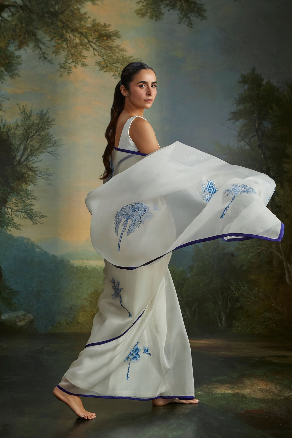 Indigo Feathered Canopy Saree