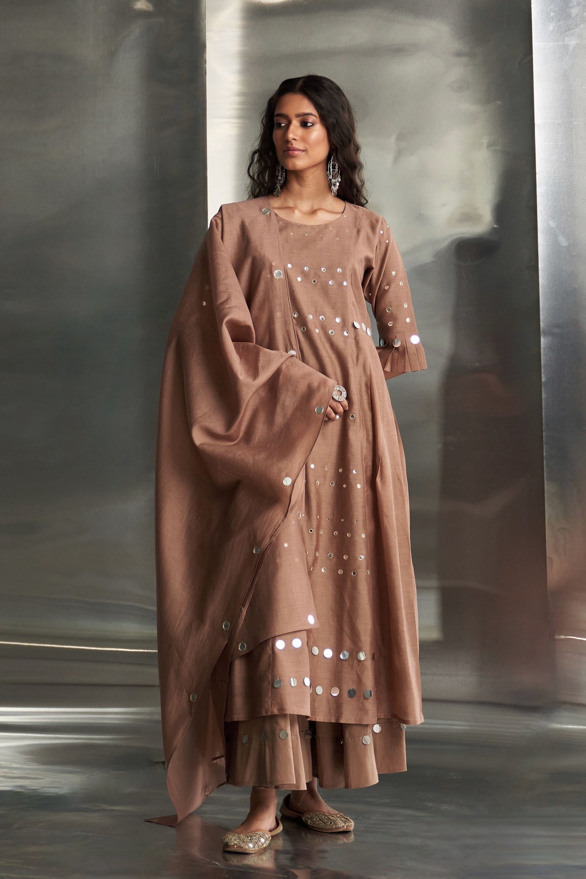 Ginger Pleated Sleeves Kurta Set