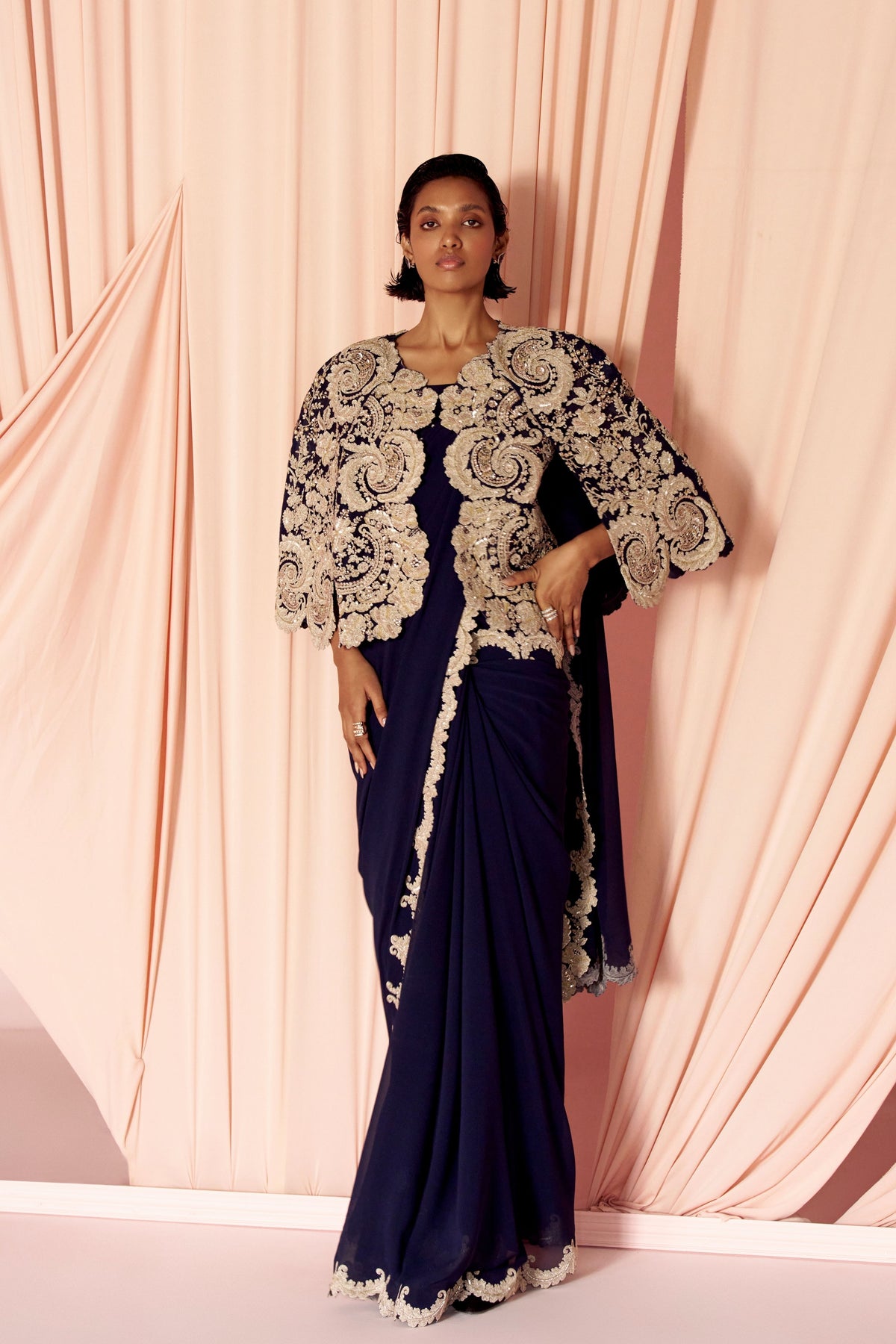 Charisma Scalloped Saree and Cape