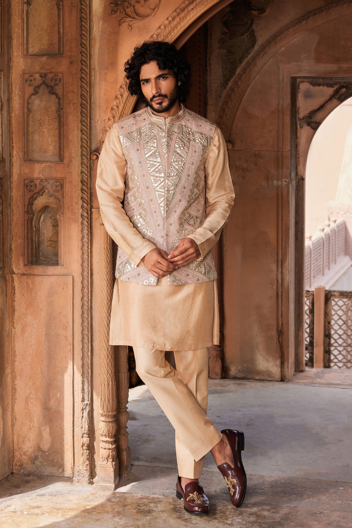 Ibaadat Silk Nehru Jacket Set