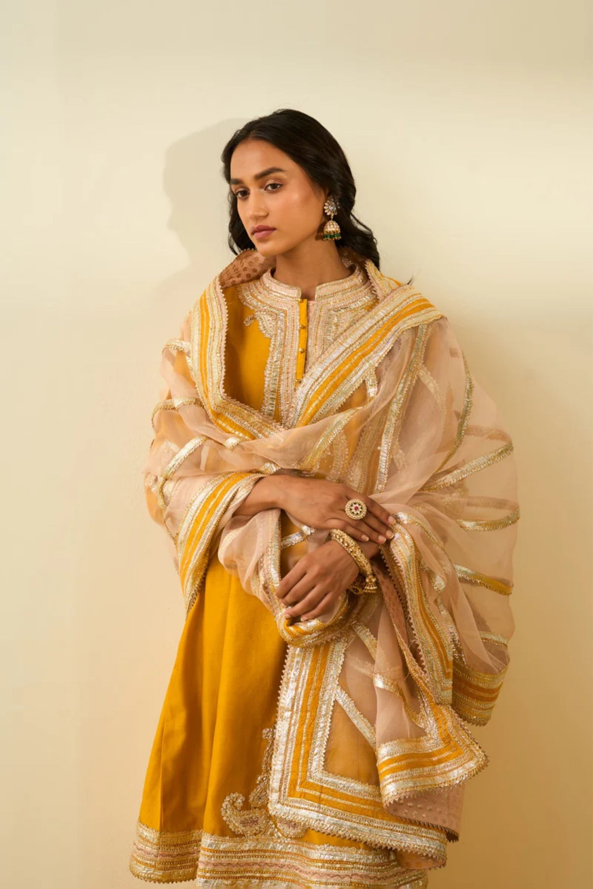 Sadiyah glaze mustard kurta set