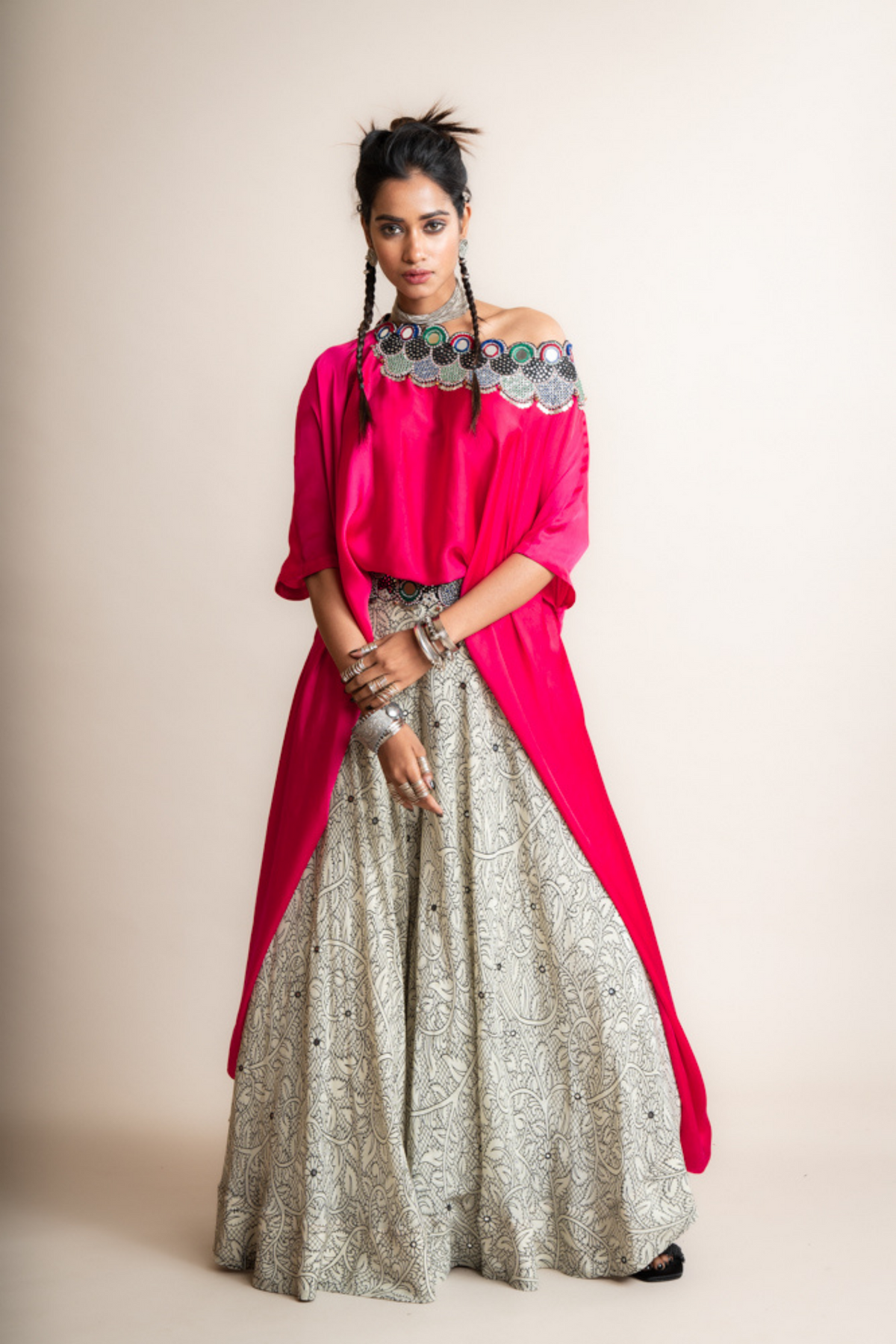 Red Off-sholder Top And Lehenga