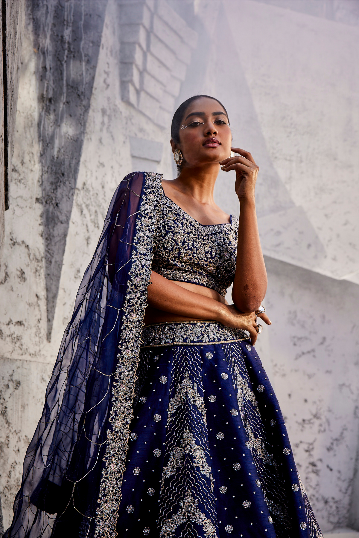 Navy Blue Alternate Kali Lehenga