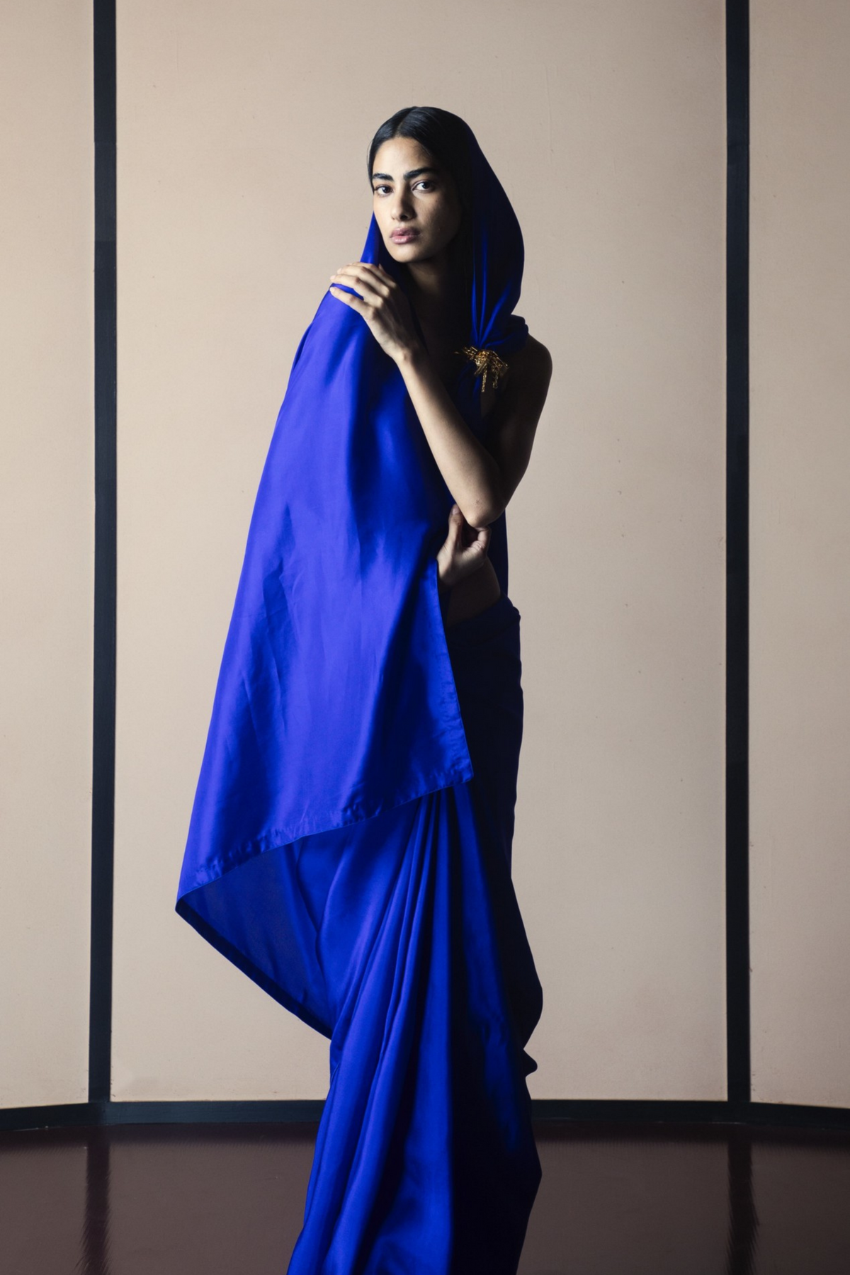 Handwoven Midnight Blue Silk Sari