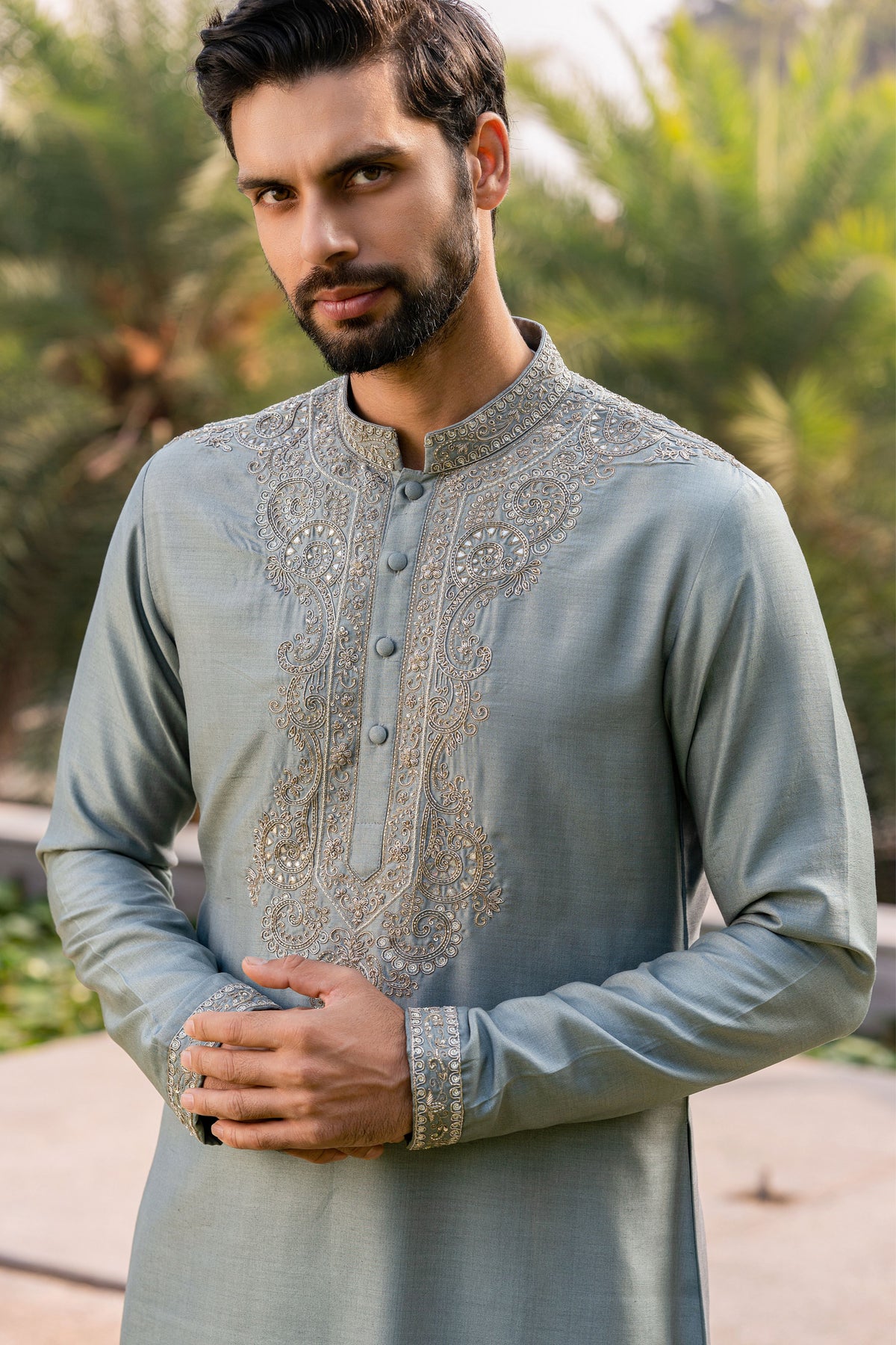 Teal Blue Embroidered Kurta Set