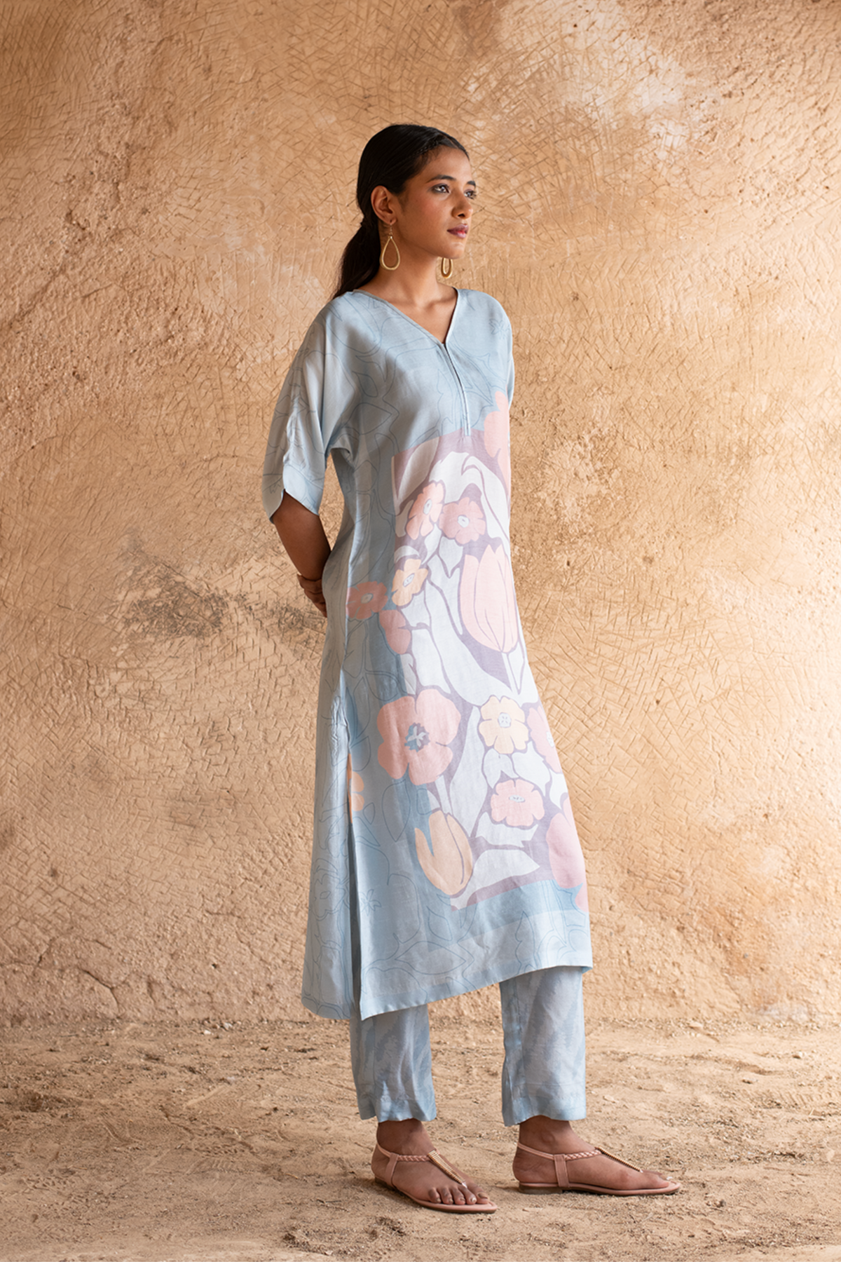 Powder Blue Straight Kurta Set