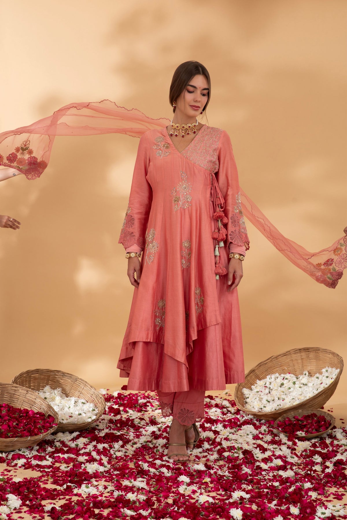 Rougue Pink Angrakha Anarkali Set