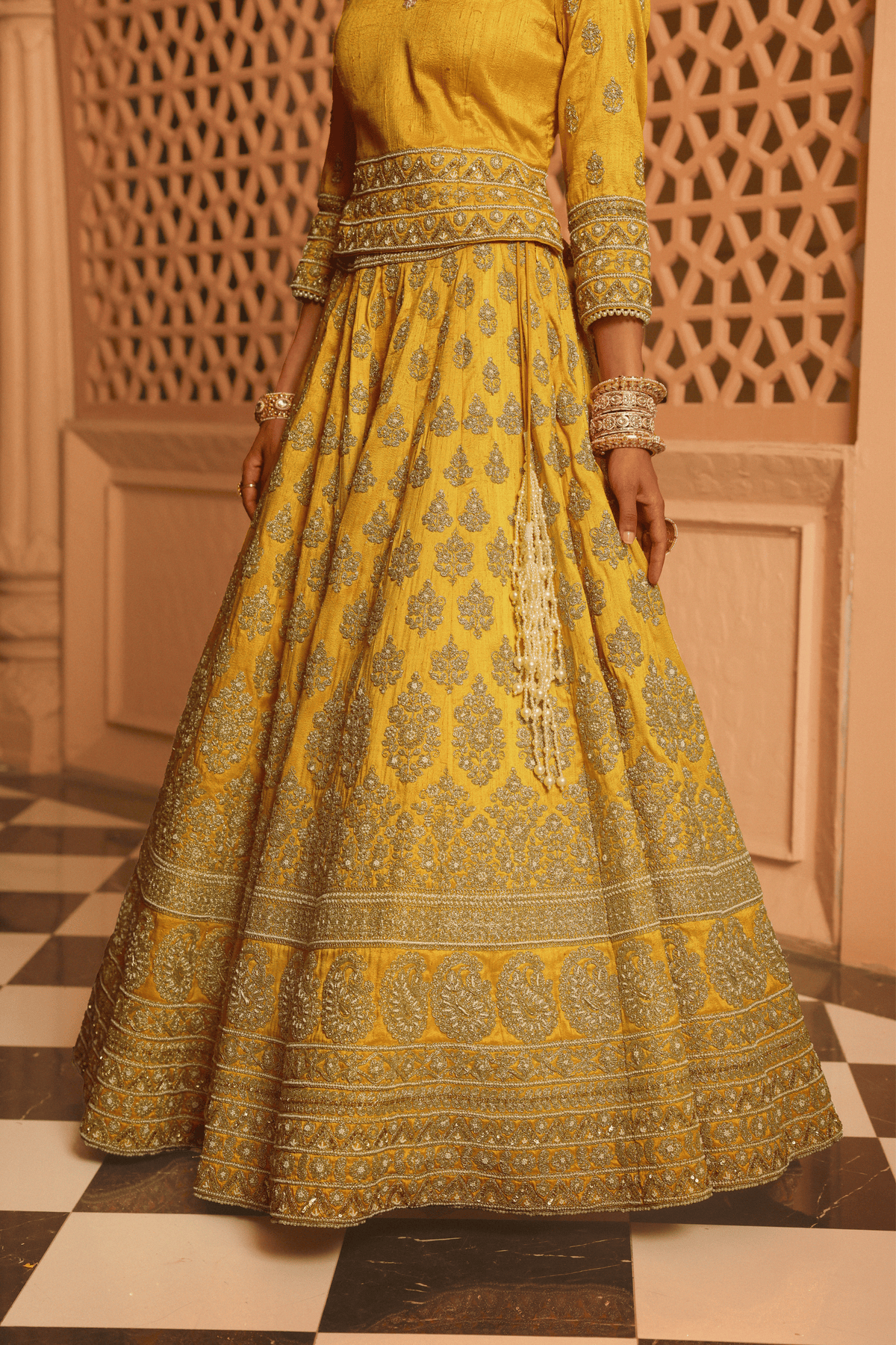 Noorali Mustard Lehenga Set