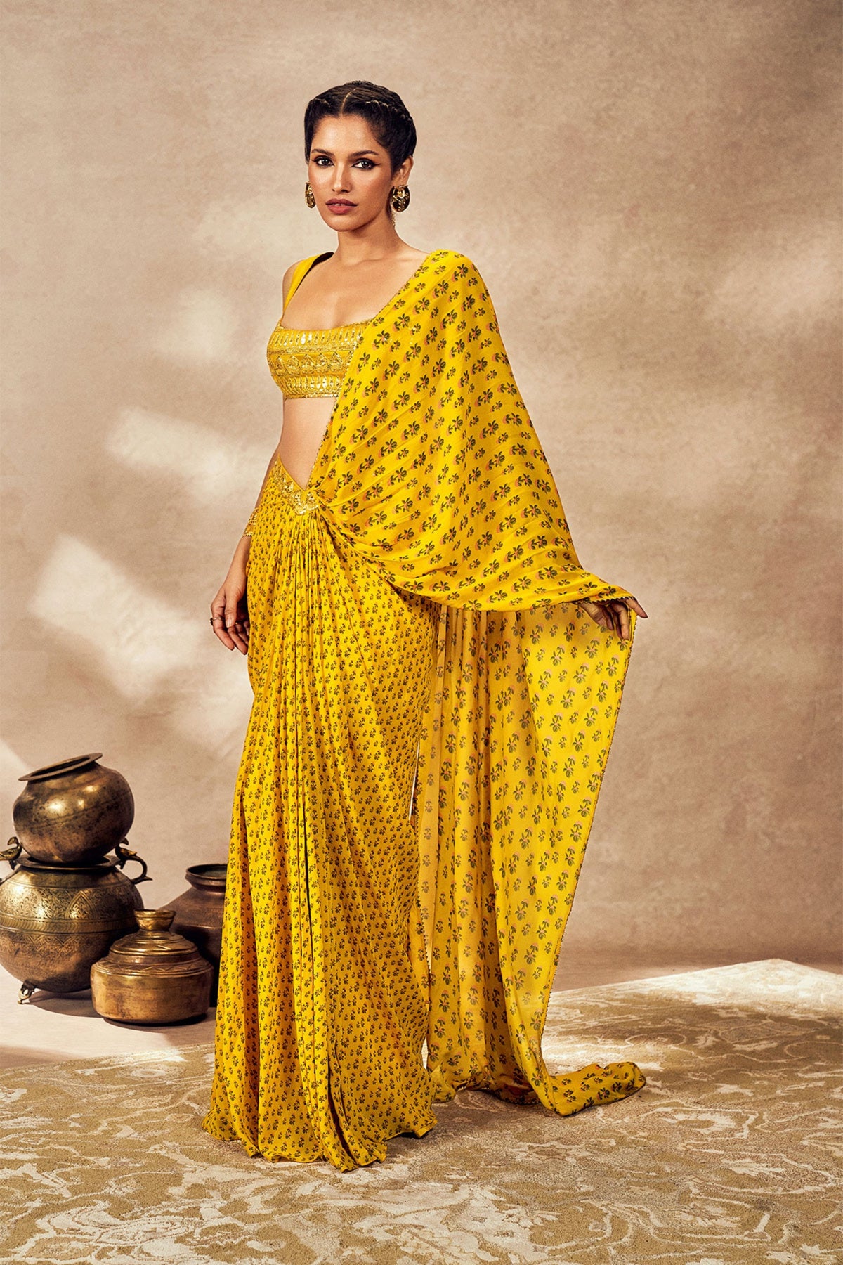 Yellow Pixie Dust Drape Saree