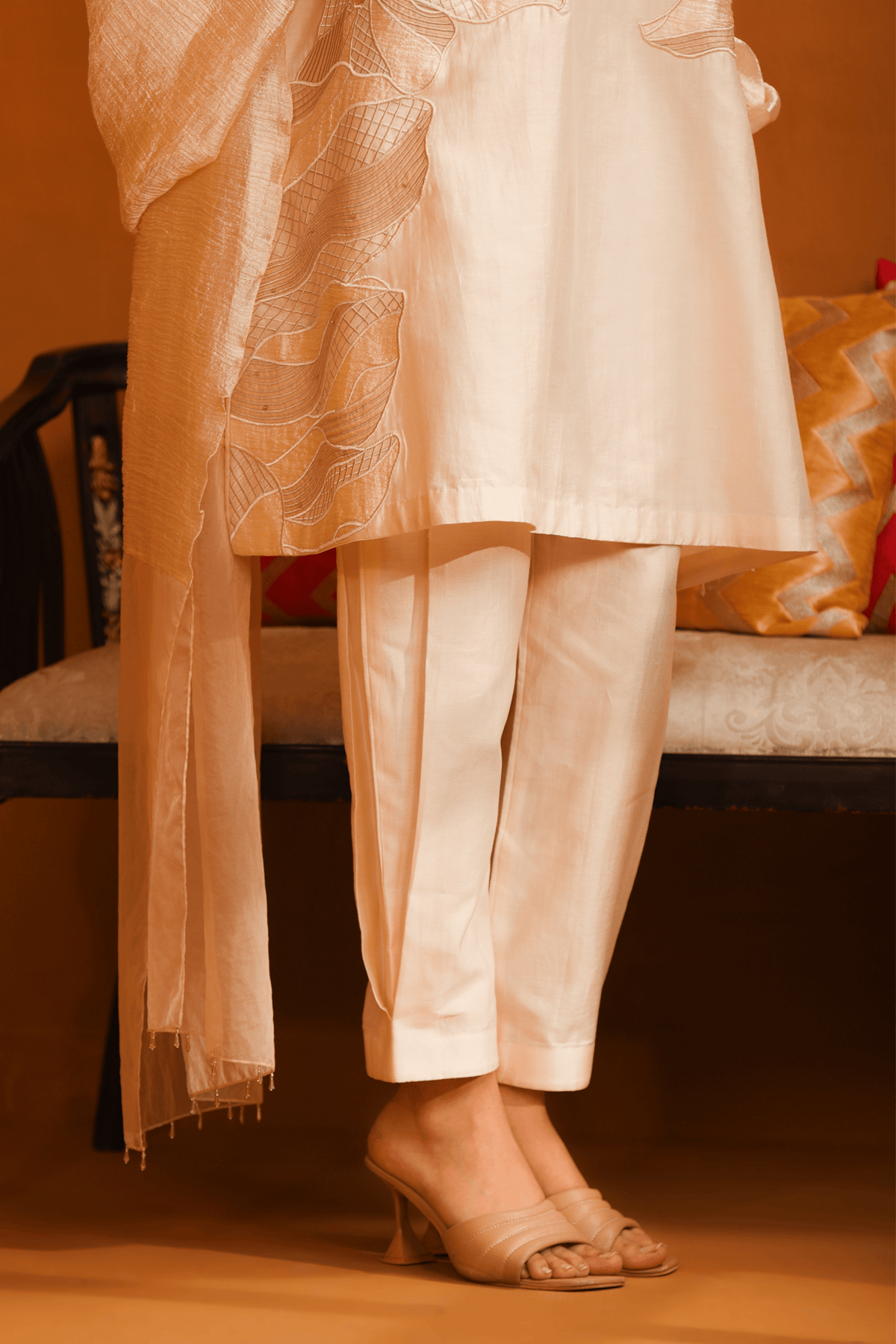 Huma Applique Ivory Suit Set