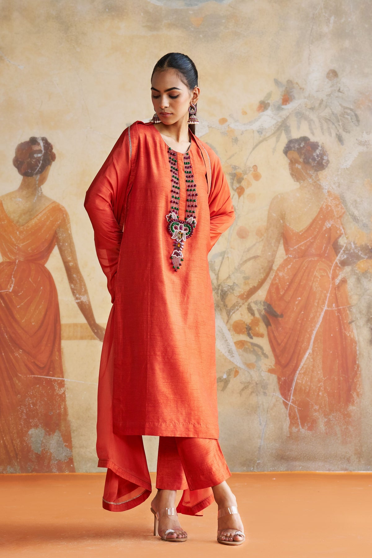 Rust Orange Kurta Set