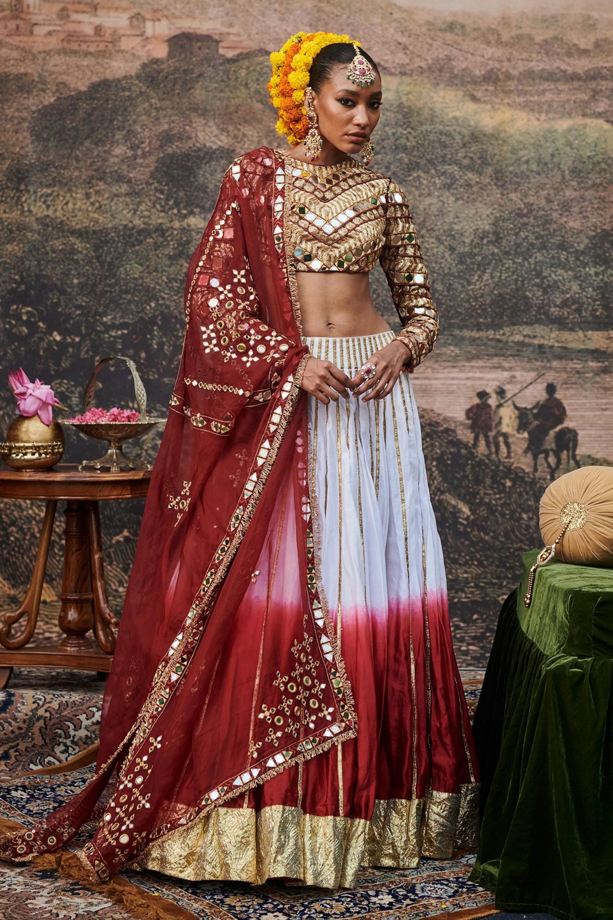 Surkh Lehenga Set