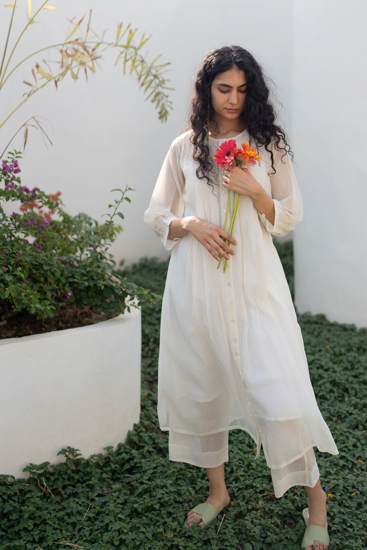 Dewy Mist Pleated Kurta Set