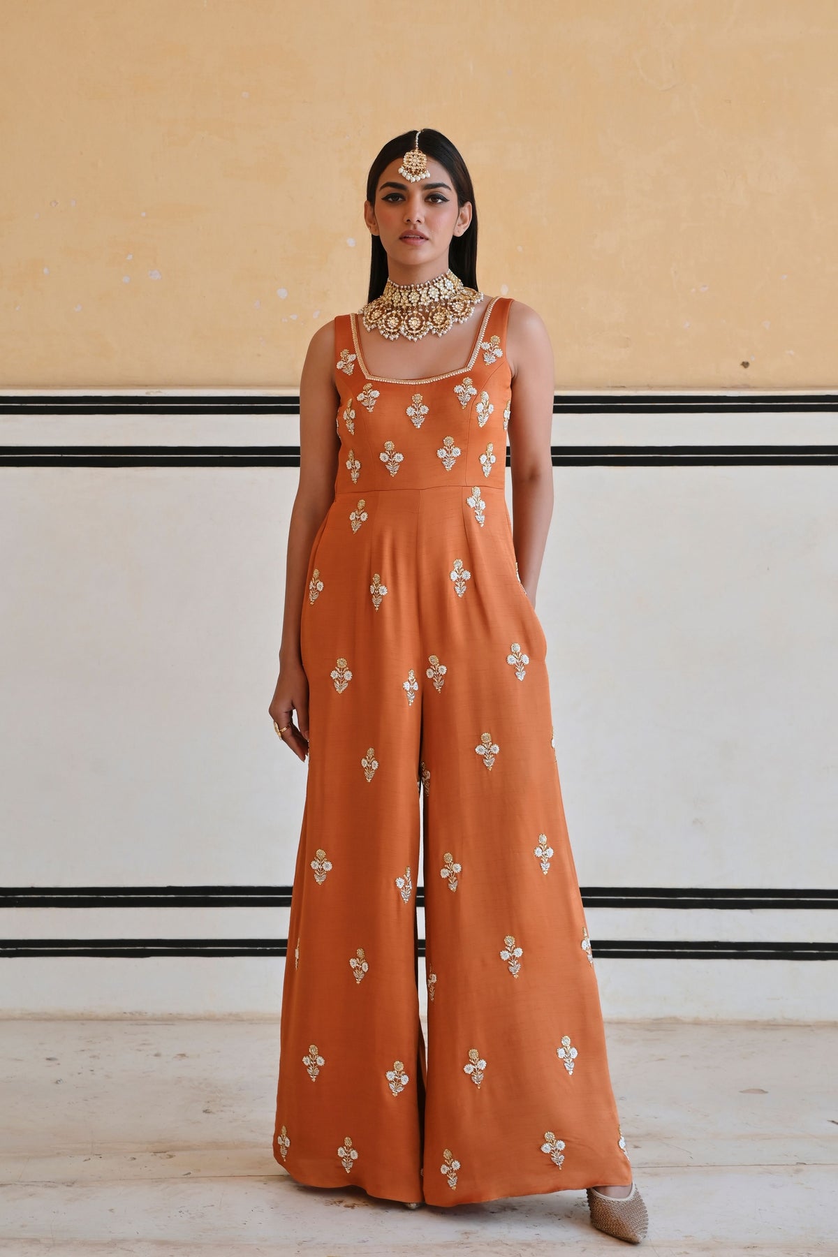 Copper Embroidered Jumpsuit