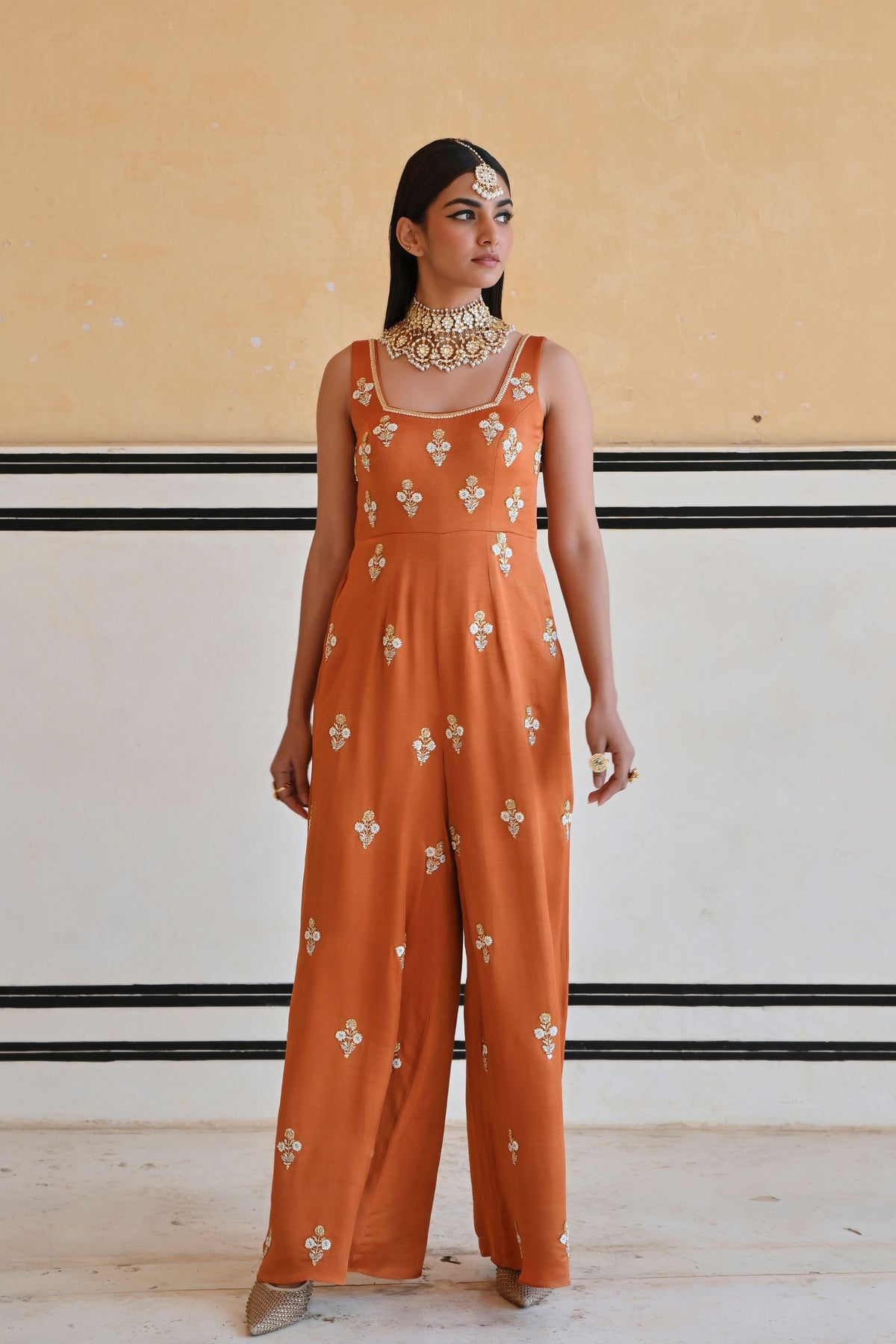 Copper Embroidered Jumpsuit