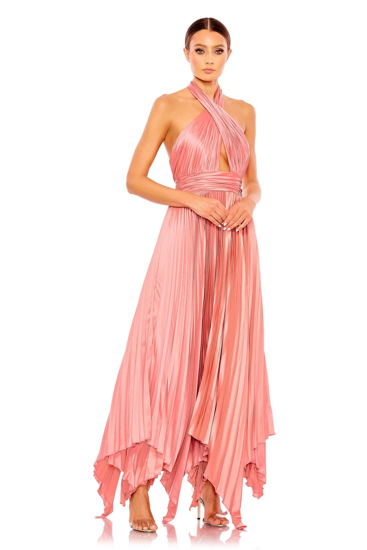 Long  Crisscross Halter Gown