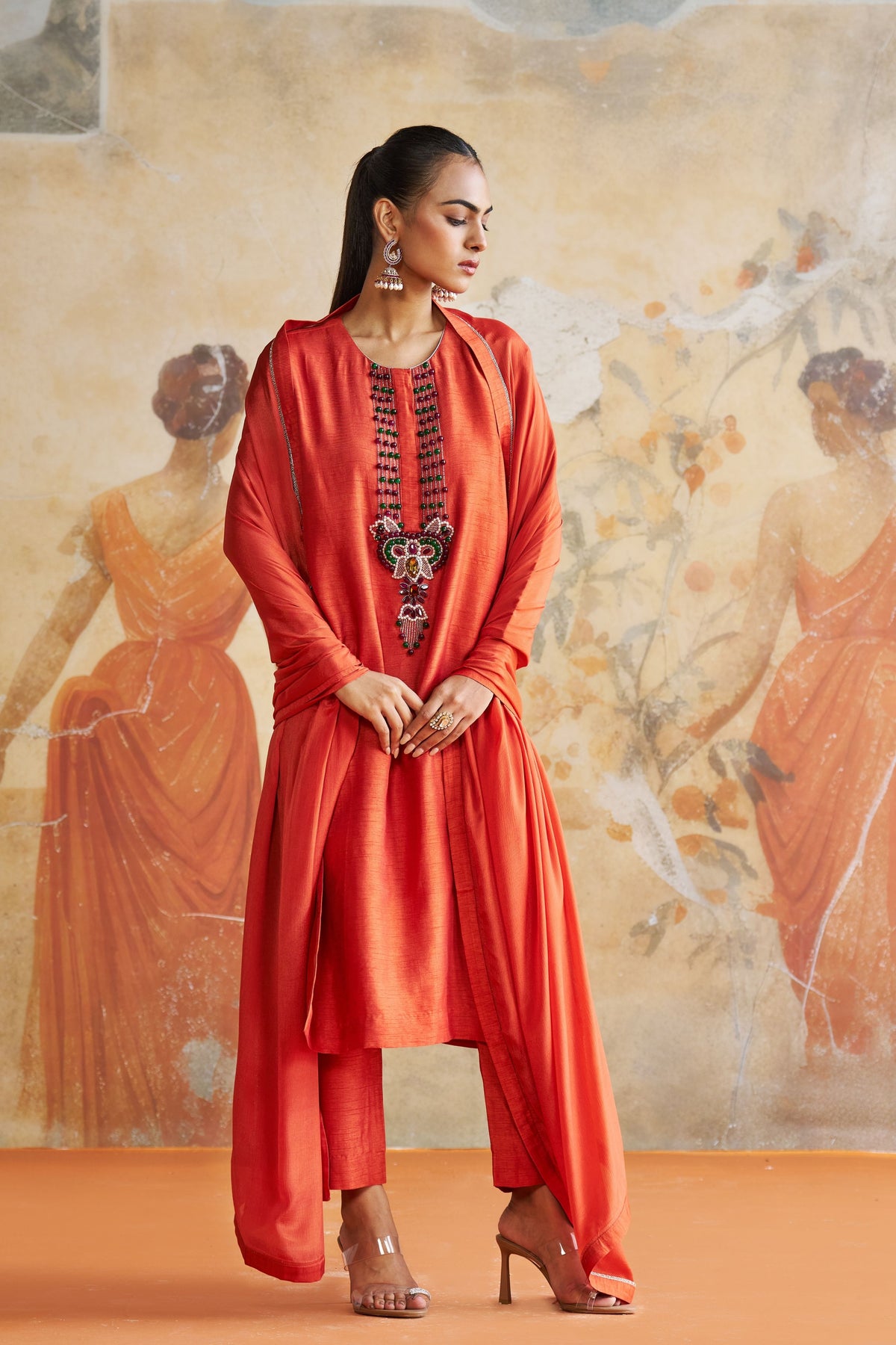 Rust Orange Kurta Set