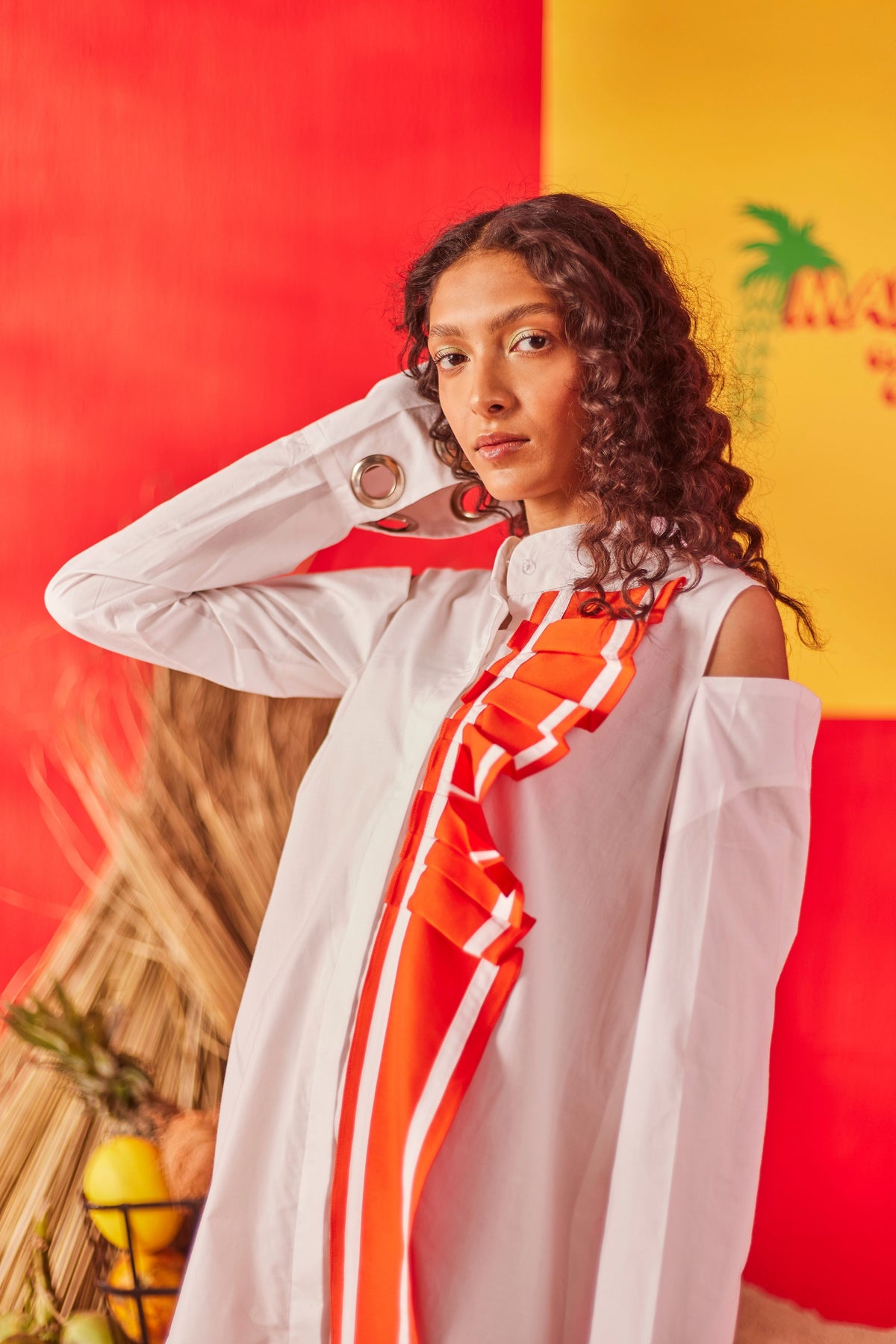 White Shirt With Red Lace