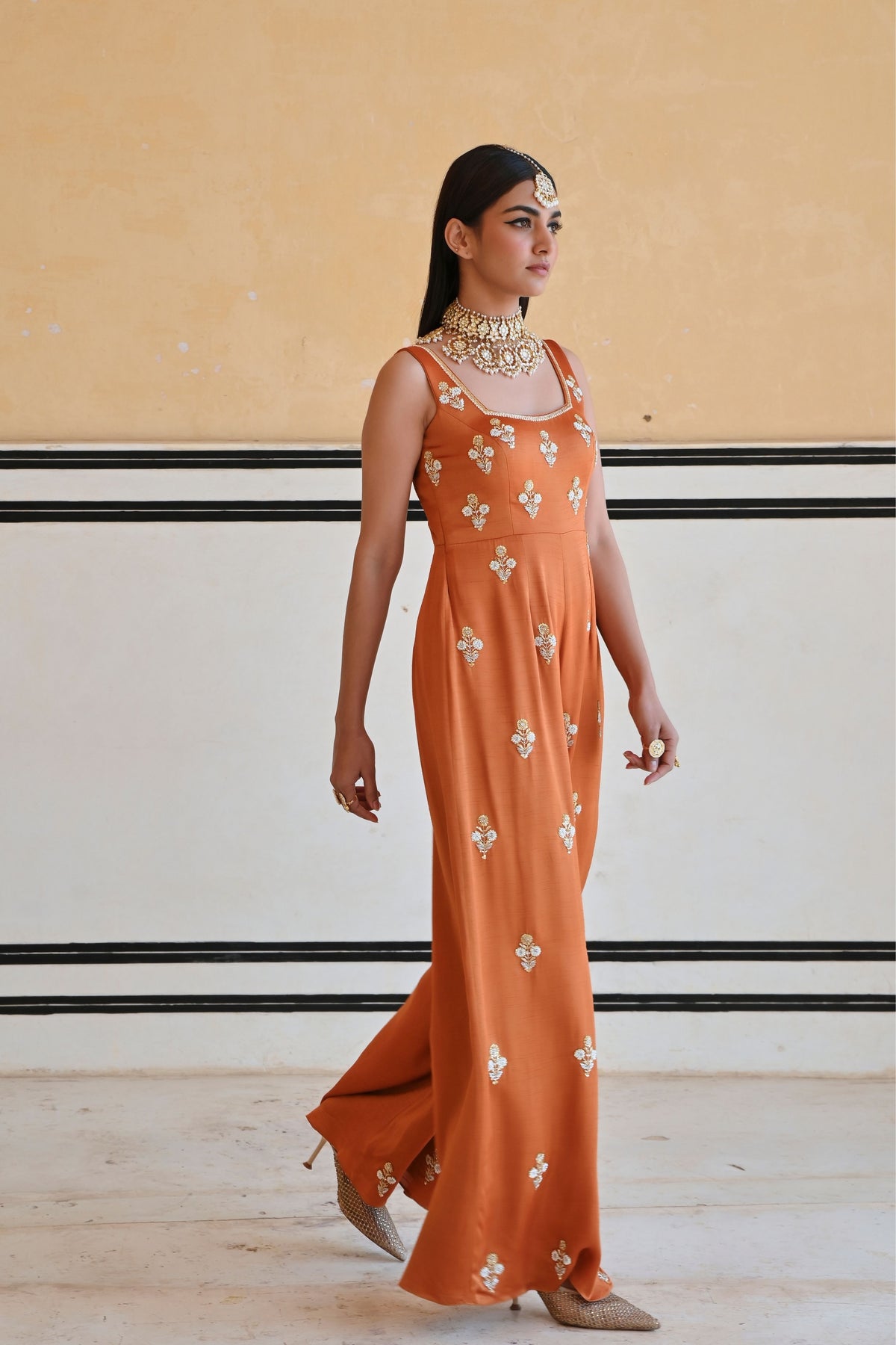 Copper Embroidered Jumpsuit