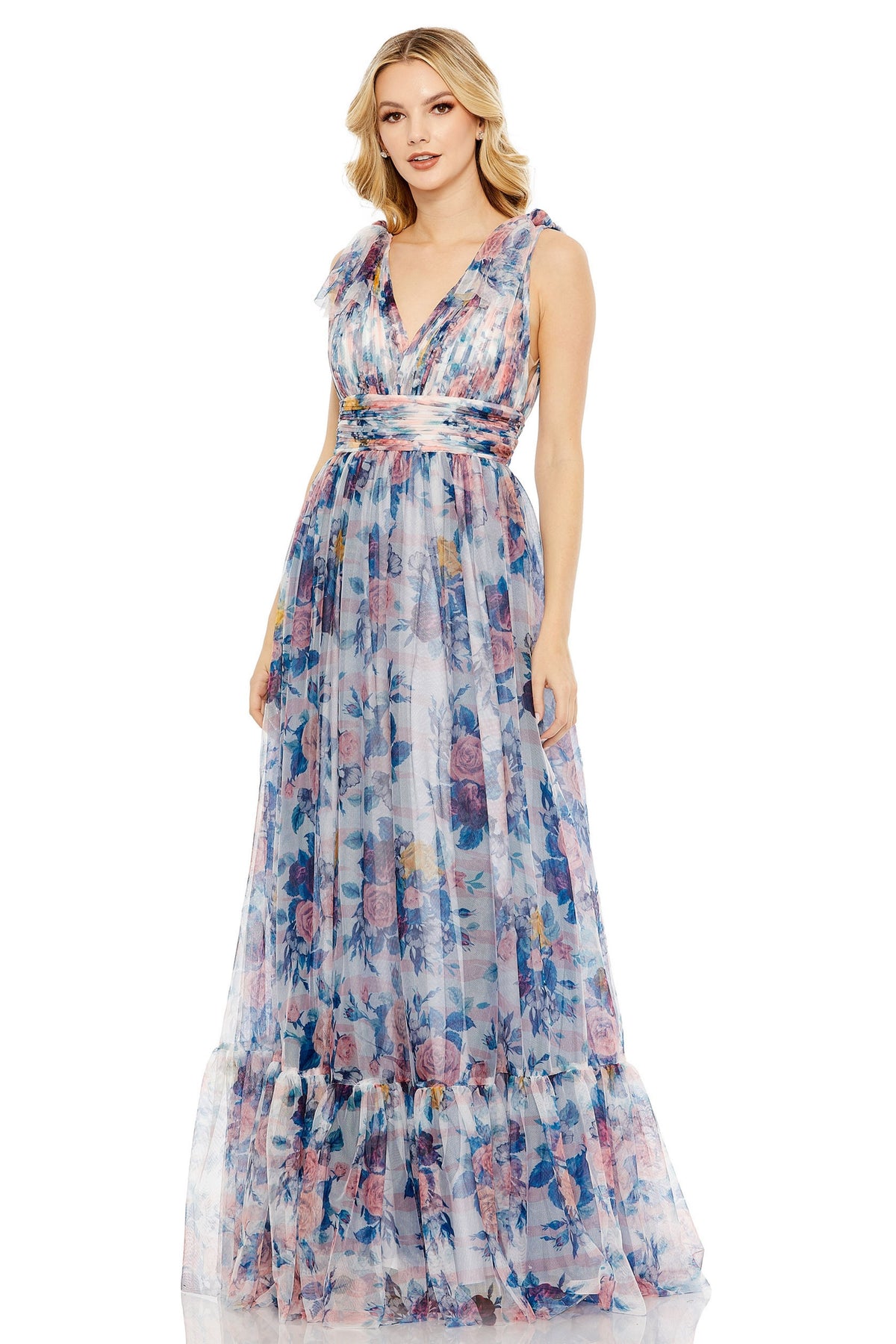 Long Floral Net Gown